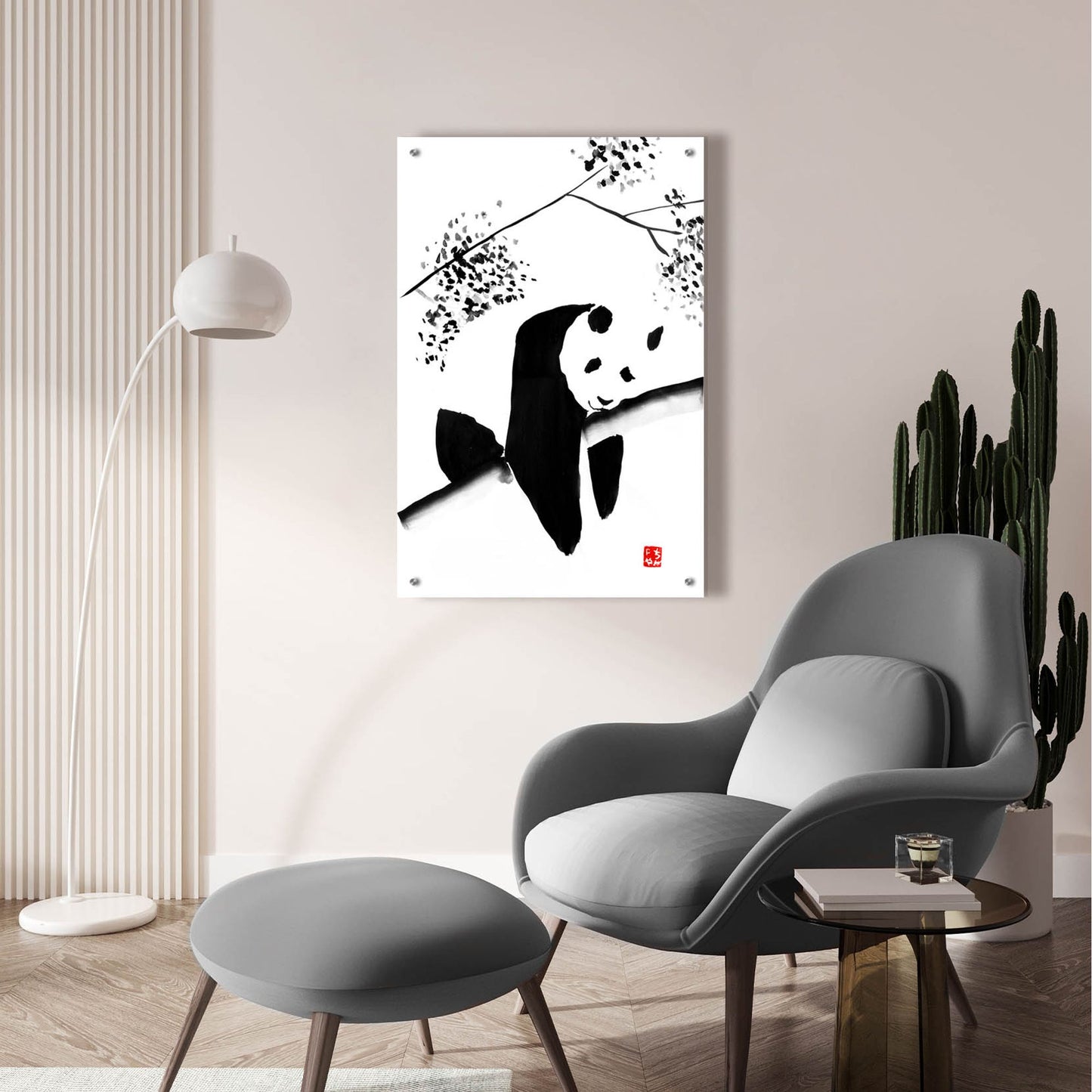 Epic Art 'Panda Tryptique Part 01' by Pechane, Acrylic Glass Wall Art,24x36