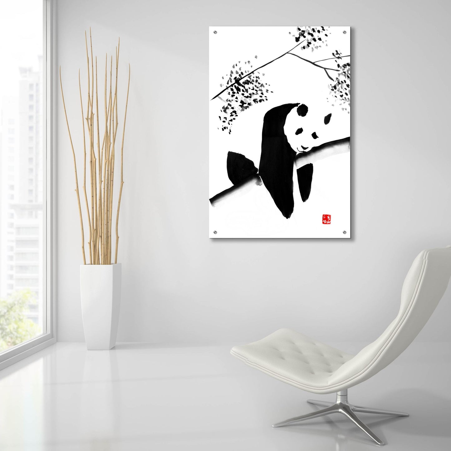 Epic Art 'Panda Tryptique Part 01' by Pechane, Acrylic Glass Wall Art,24x36