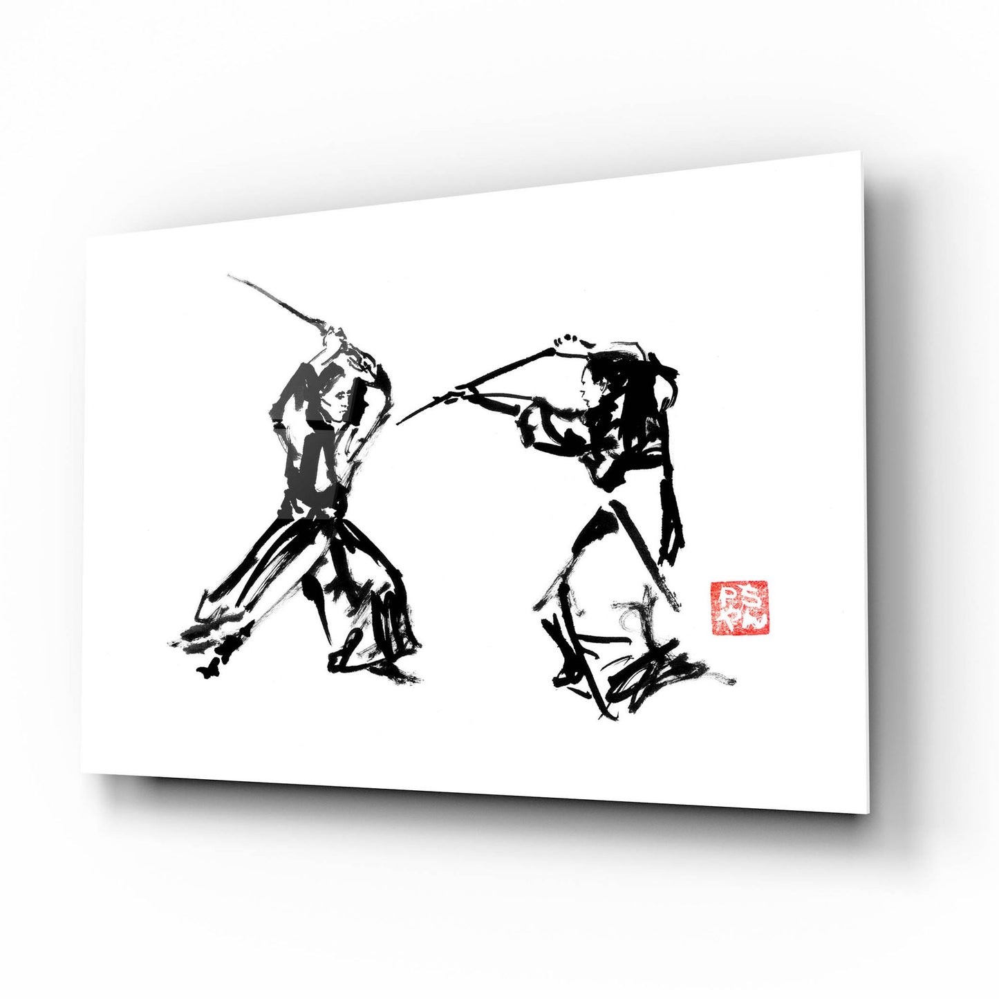 Epic Art 'Samurai Fight' by Pechane, Acrylic Glass Wall Art,16x12