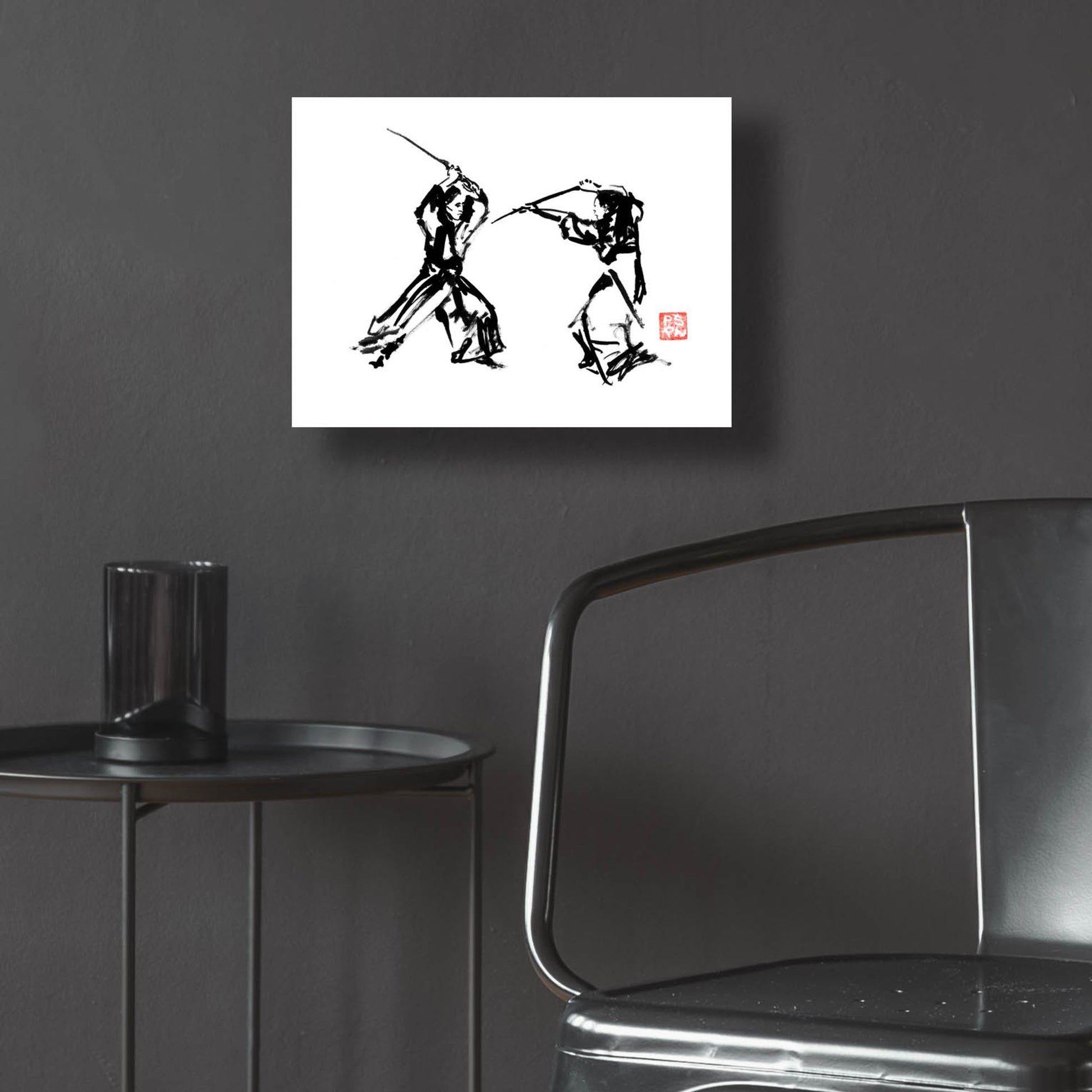 Epic Art 'Samurai Fight' by Pechane, Acrylic Glass Wall Art,16x12