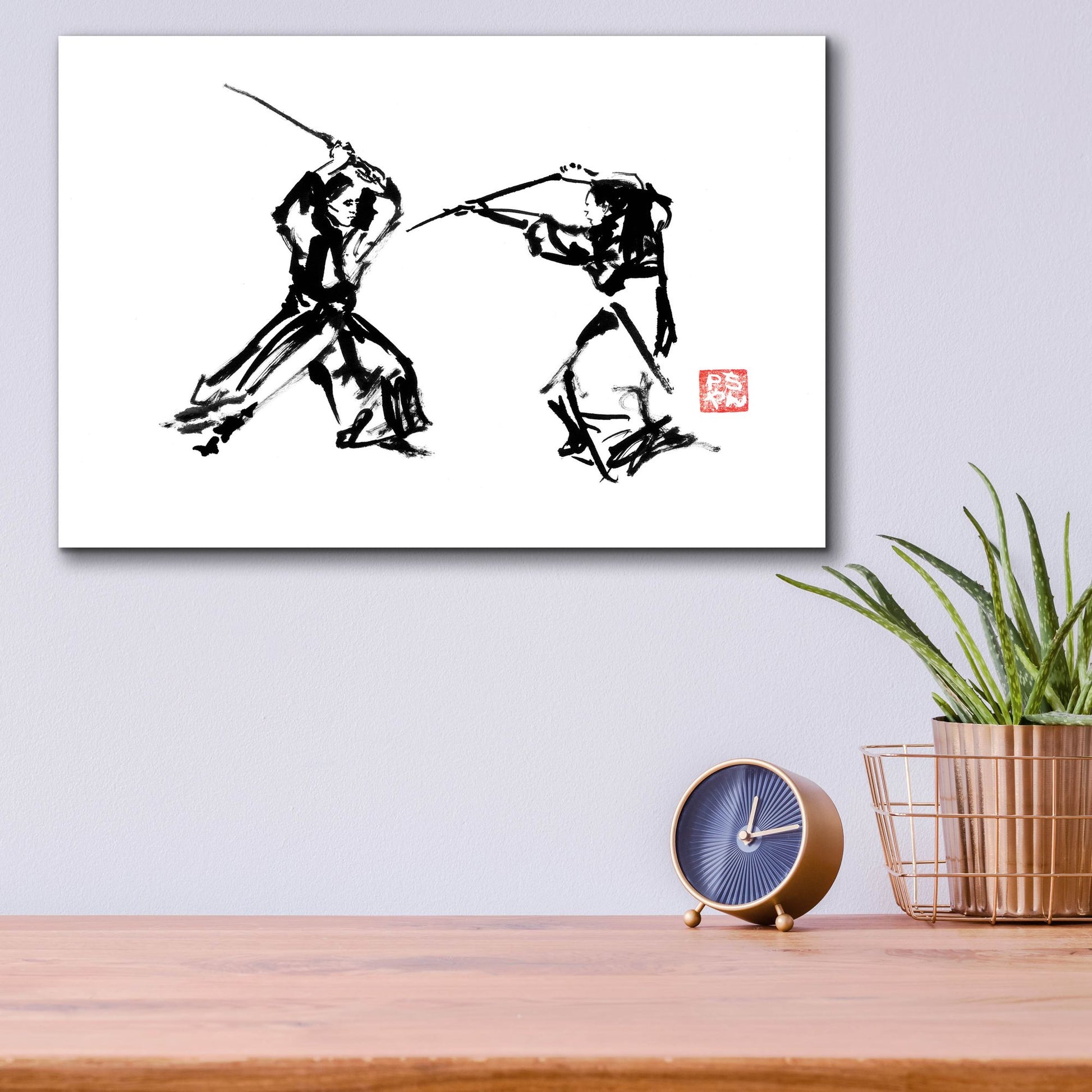 Epic Art 'Samurai Fight' by Pechane, Acrylic Glass Wall Art,16x12