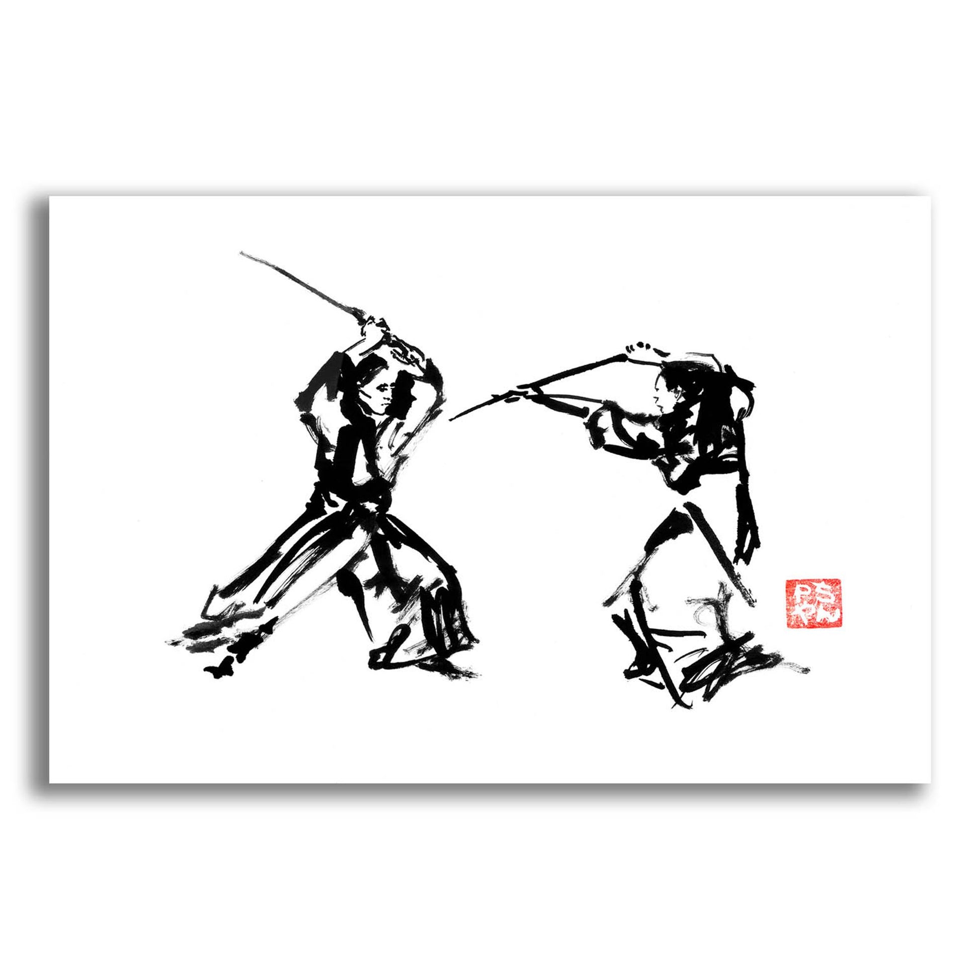 Epic Art 'Samurai Fight' by Pechane, Acrylic Glass Wall Art,16x12