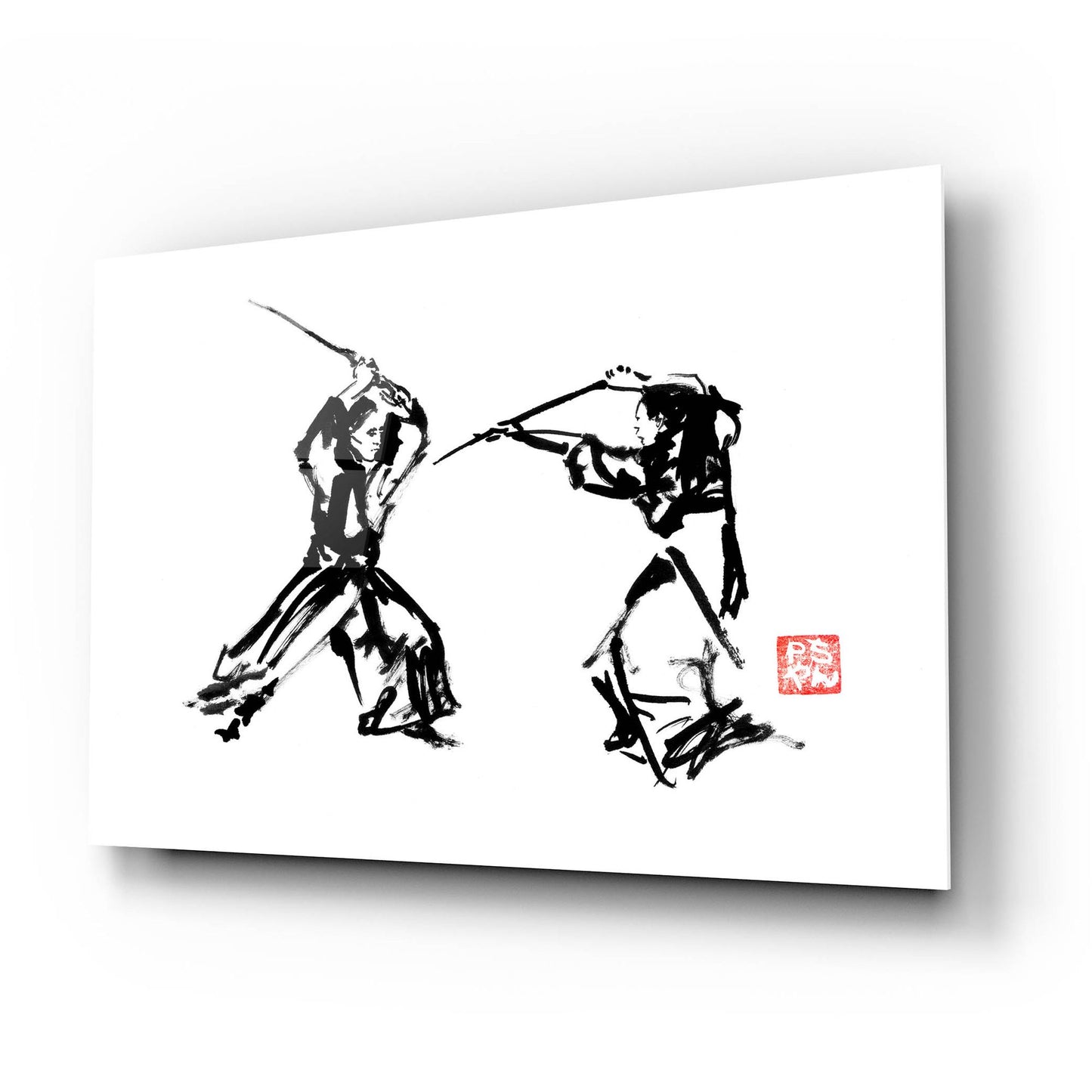 Epic Art 'Samurai Fight' by Pechane, Acrylic Glass Wall Art,24x16