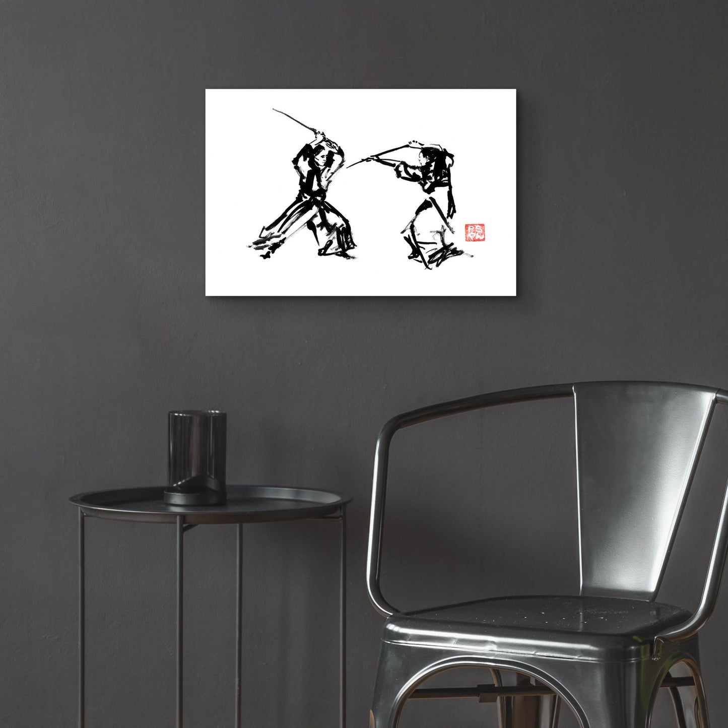 Epic Art 'Samurai Fight' by Pechane, Acrylic Glass Wall Art,24x16