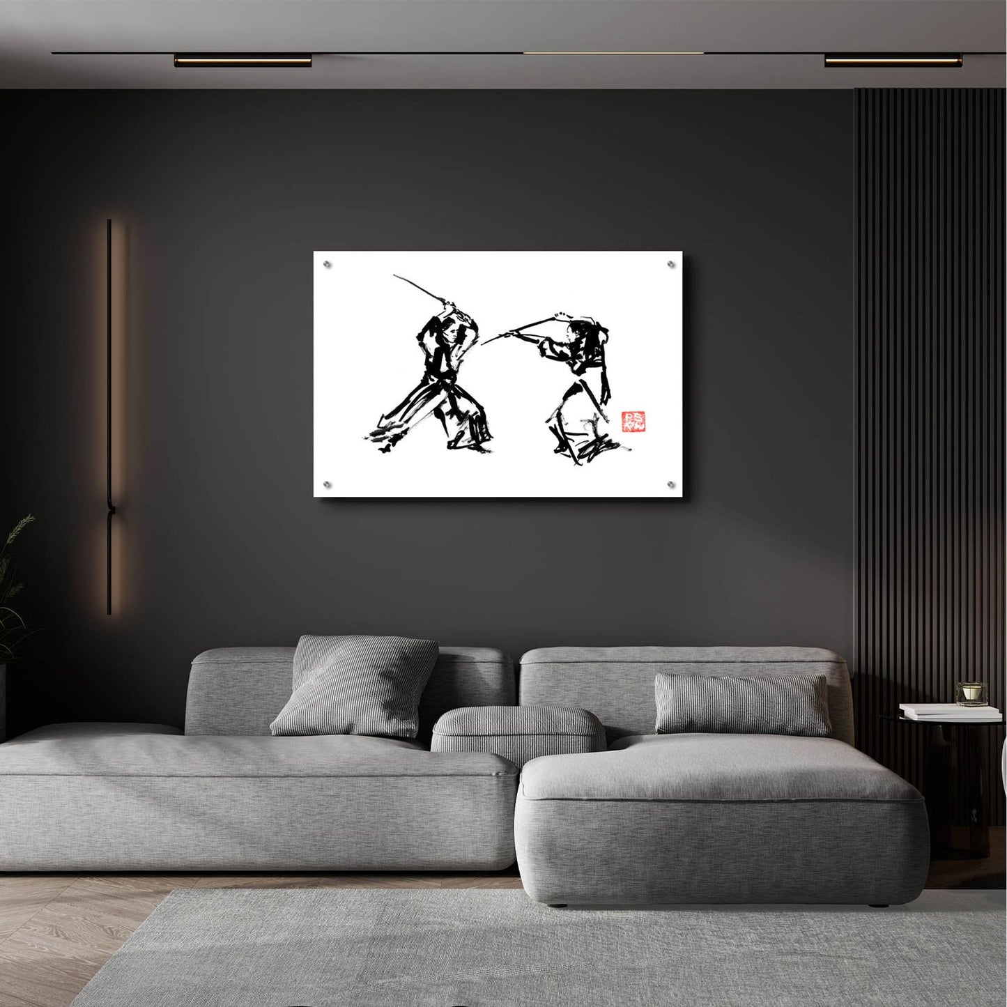 Epic Art 'Samurai Fight' by Pechane, Acrylic Glass Wall Art,36x24