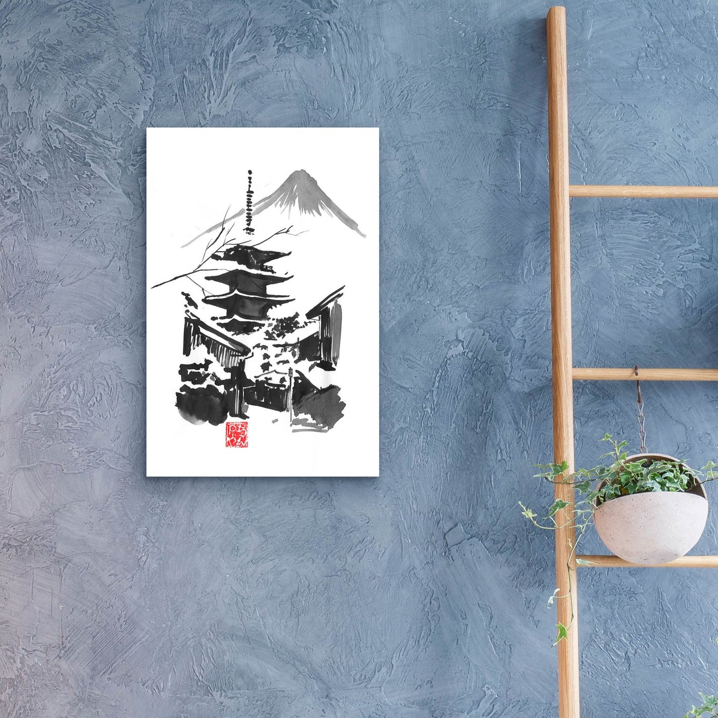 Epic Art 'Fuji San And Temple' by Pechane, Acrylic Glass Wall Art,16x24