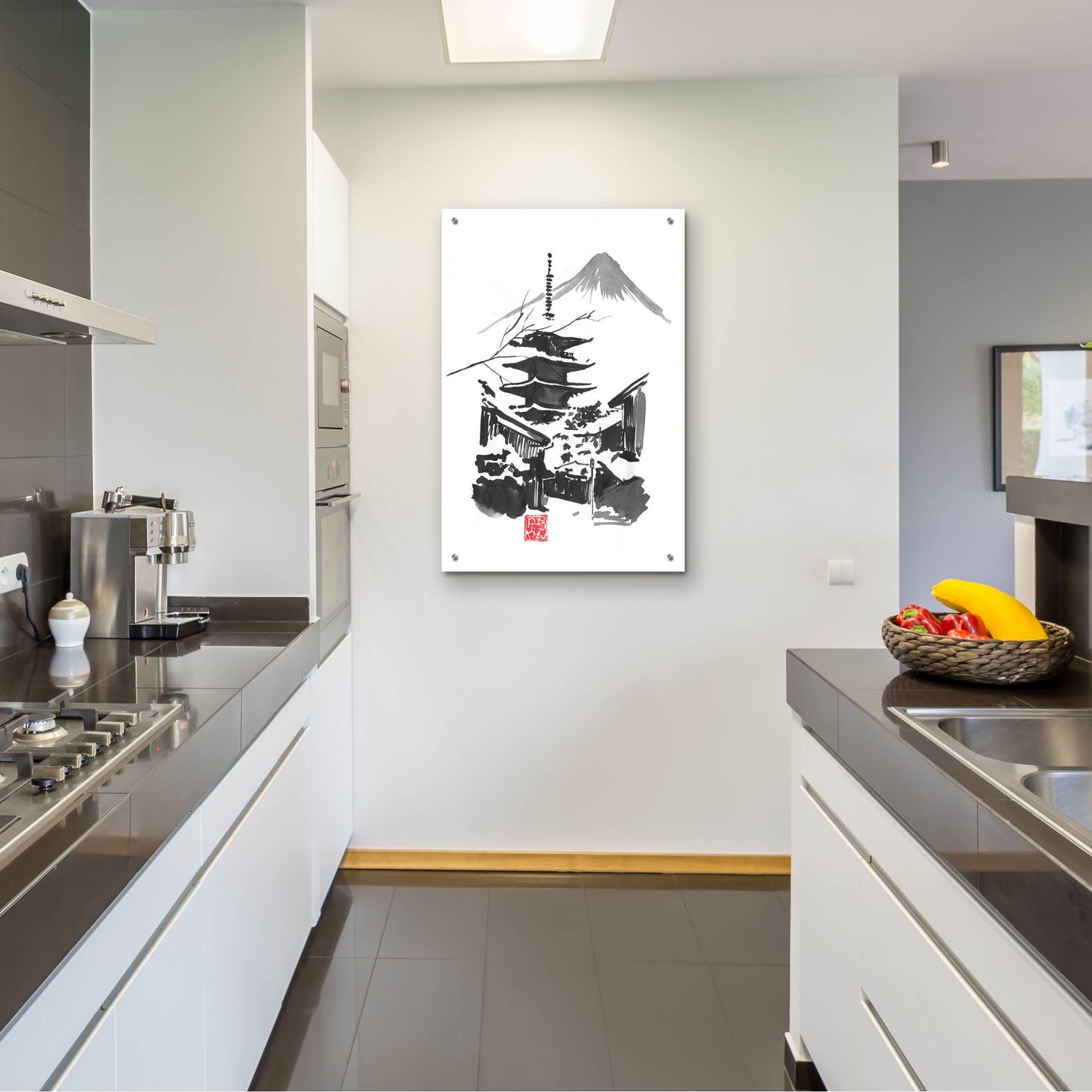 Epic Art 'Fuji San And Temple' by Pechane, Acrylic Glass Wall Art,24x36