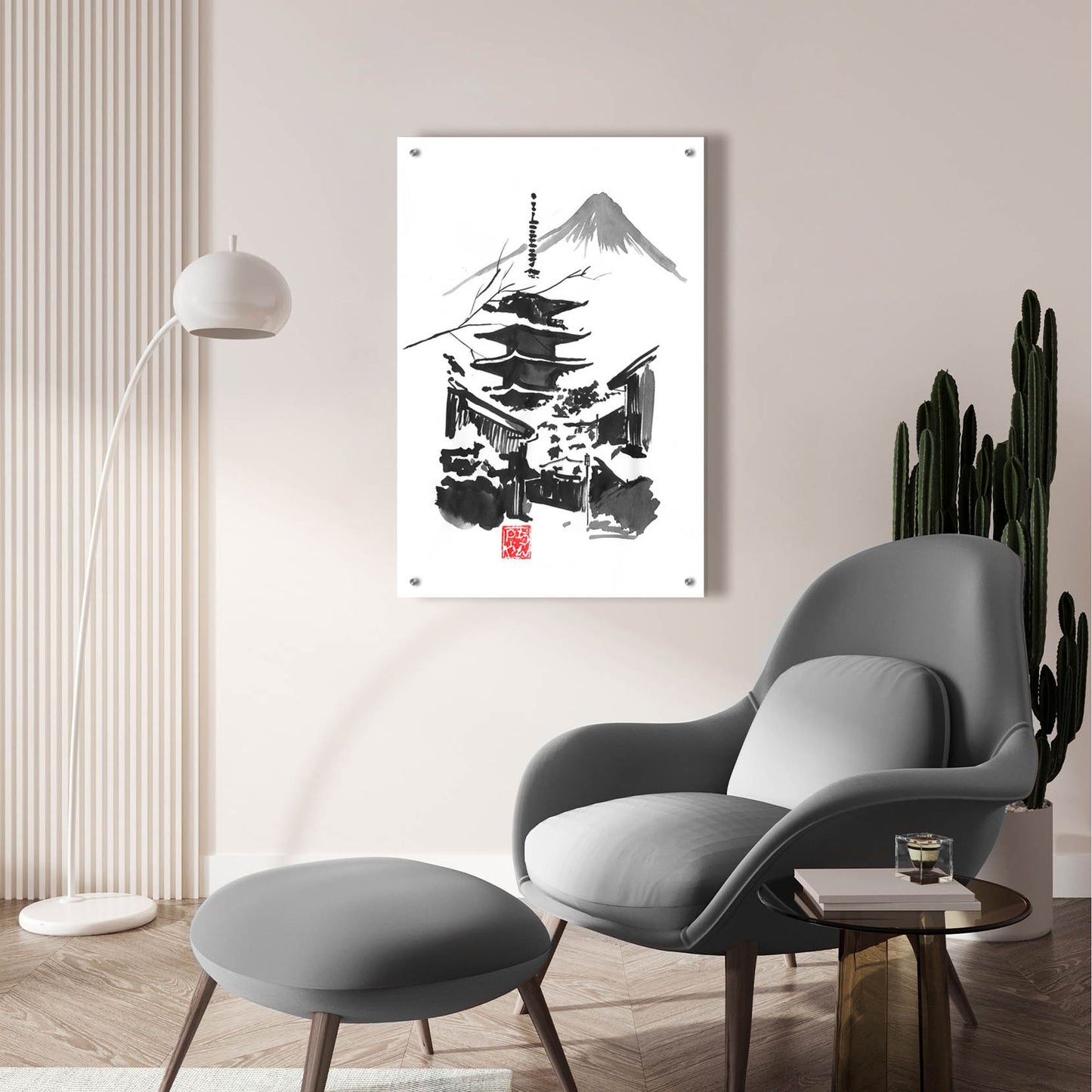 Epic Art 'Fuji San And Temple' by Pechane, Acrylic Glass Wall Art,24x36