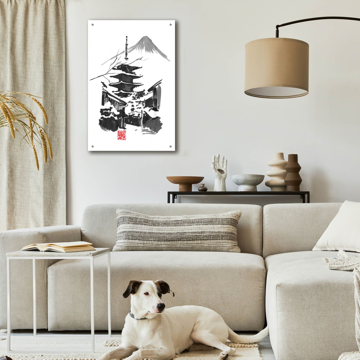 Epic Art 'Fuji San And Temple' by Pechane, Acrylic Glass Wall Art,24x36