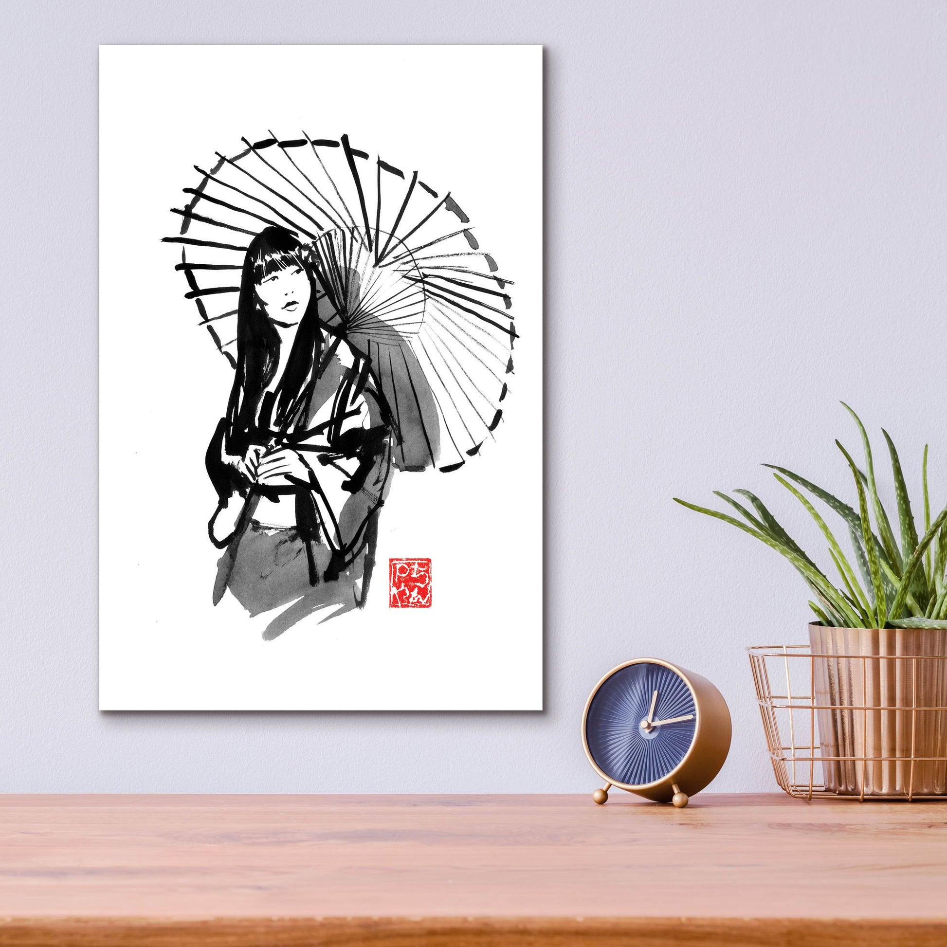 Epic Art 'Geisha Under Umbrella' by Pechane, Acrylic Glass Wall Art,12x16