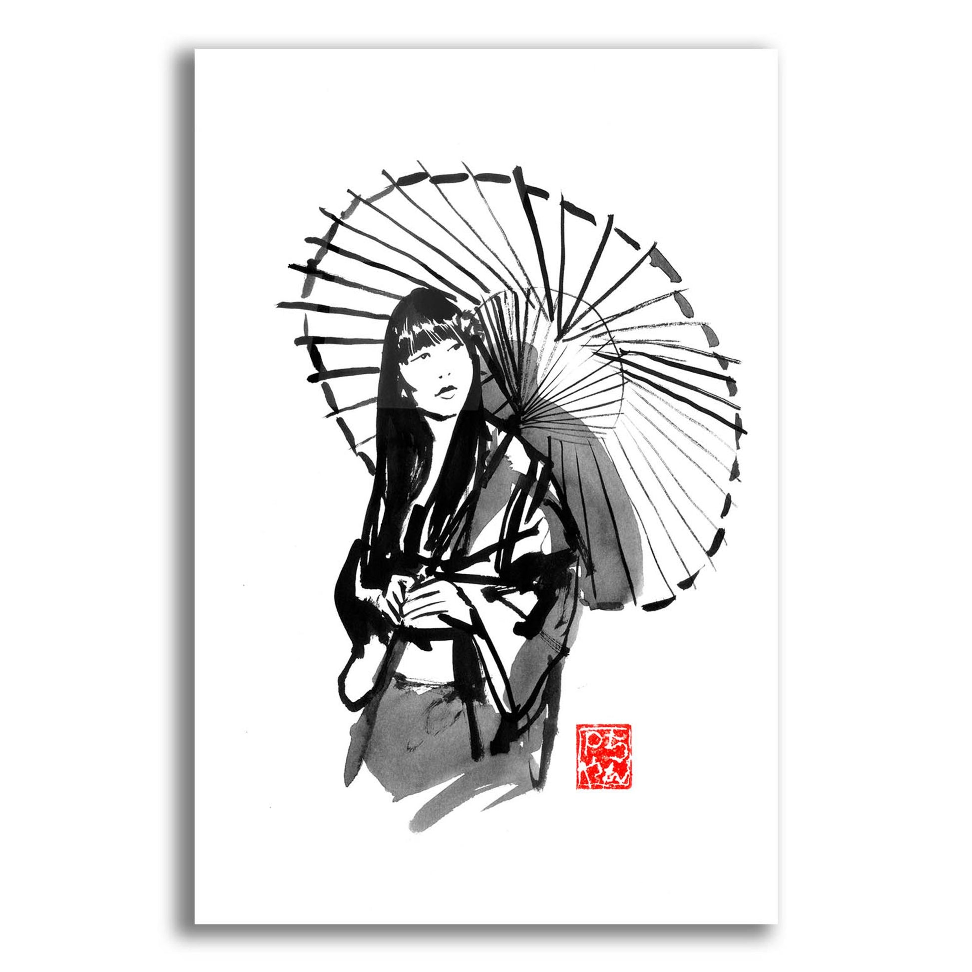 Epic Art 'Geisha Under Umbrella' by Pechane, Acrylic Glass Wall Art,12x16