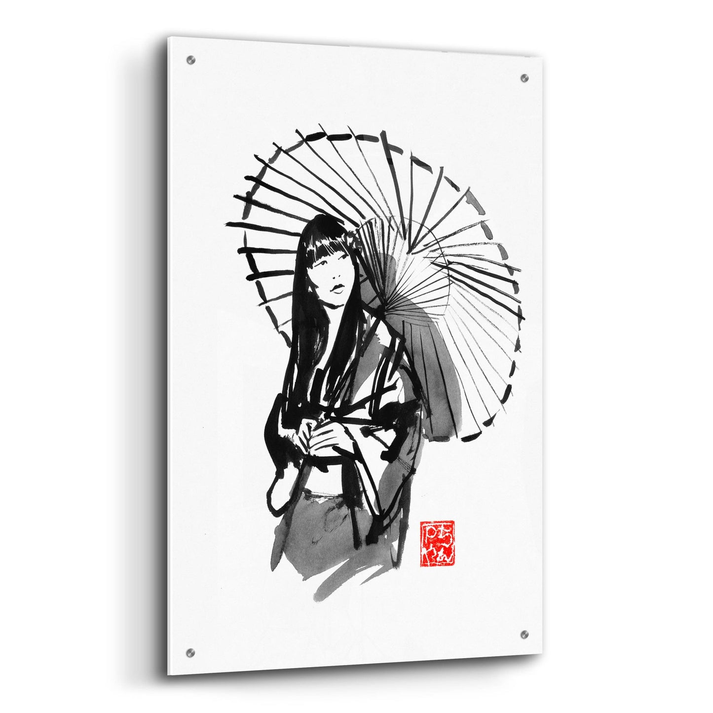 Epic Art 'Geisha Under Umbrella' by Pechane, Acrylic Glass Wall Art,24x36