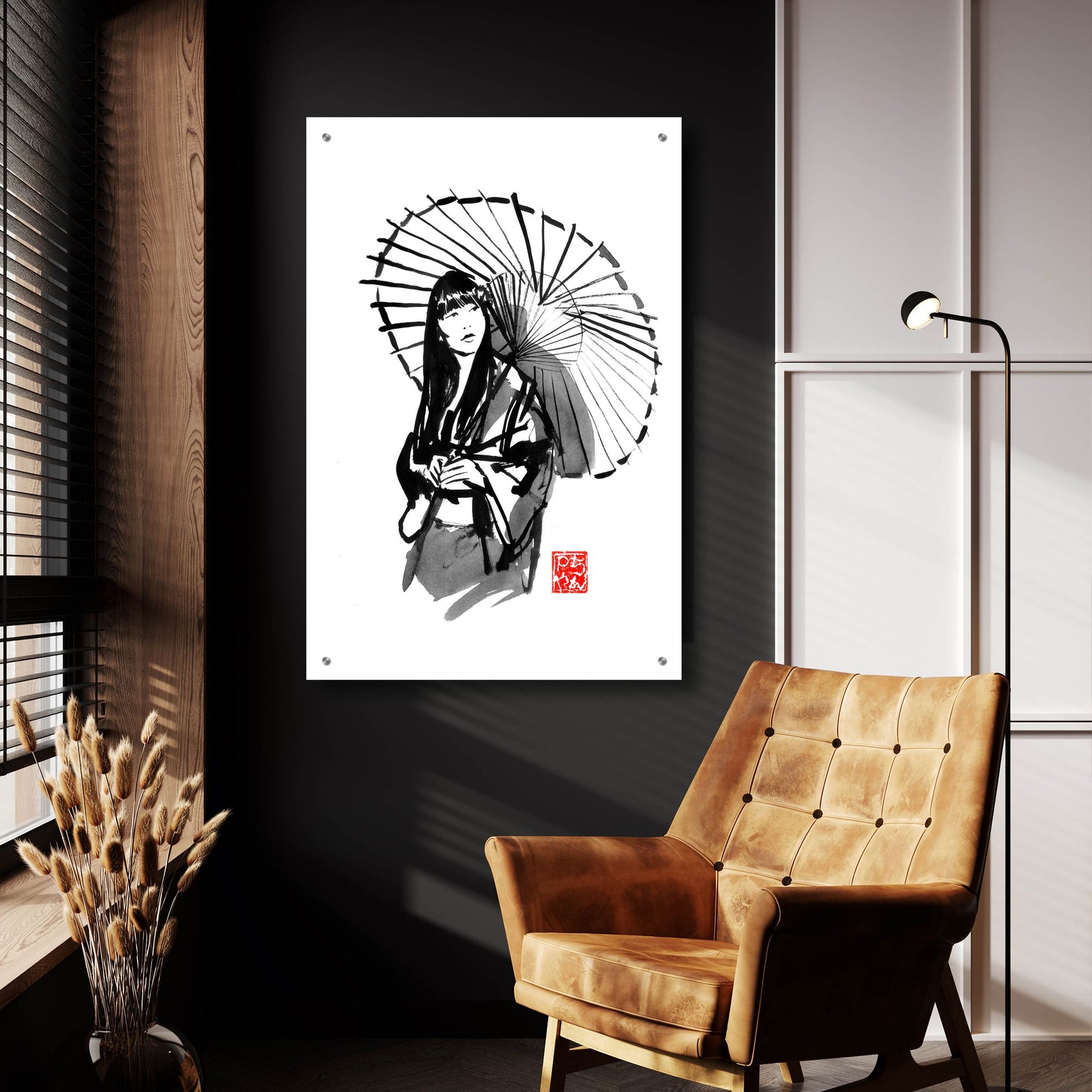 Epic Art 'Geisha Under Umbrella' by Pechane, Acrylic Glass Wall Art,24x36