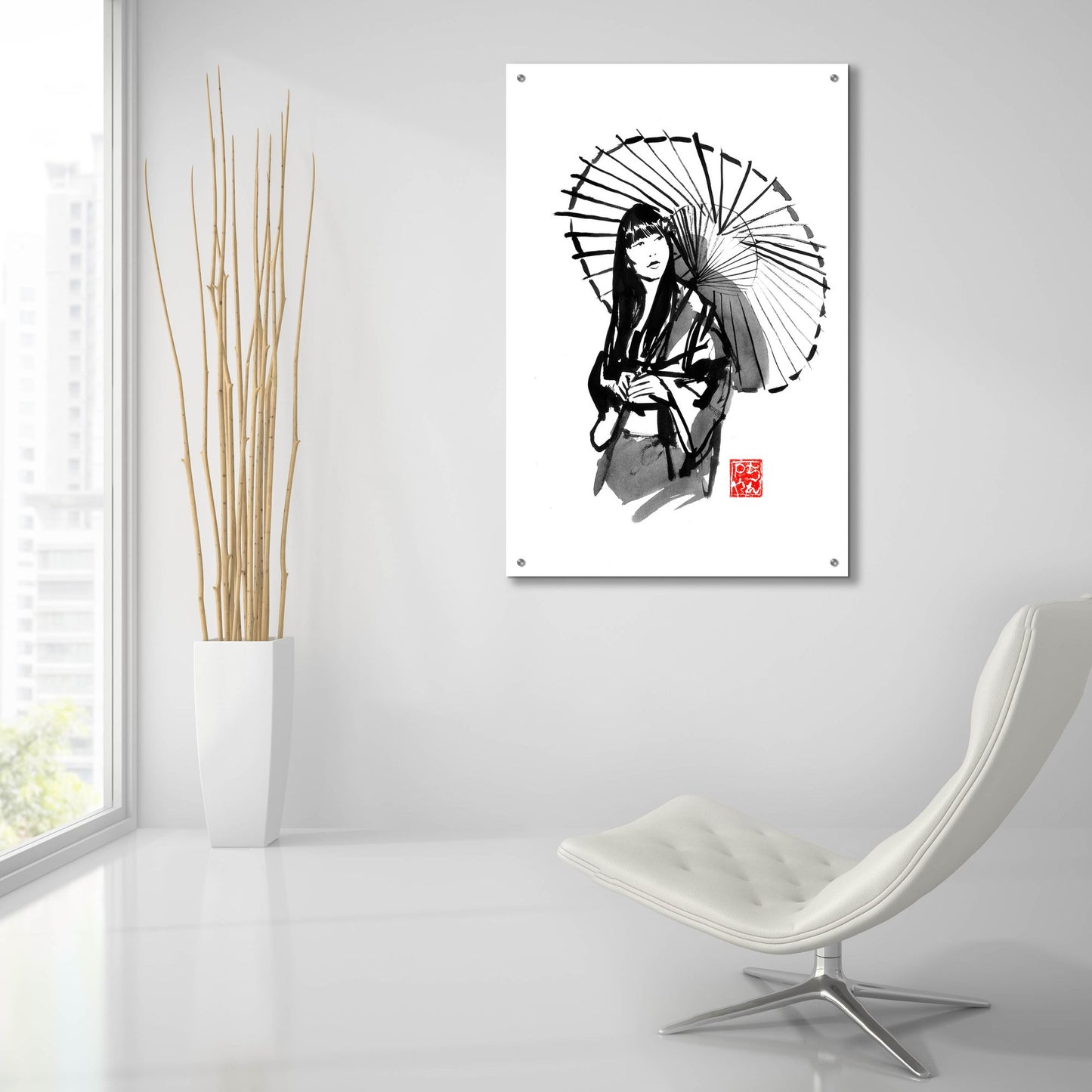 Epic Art 'Geisha Under Umbrella' by Pechane, Acrylic Glass Wall Art,24x36