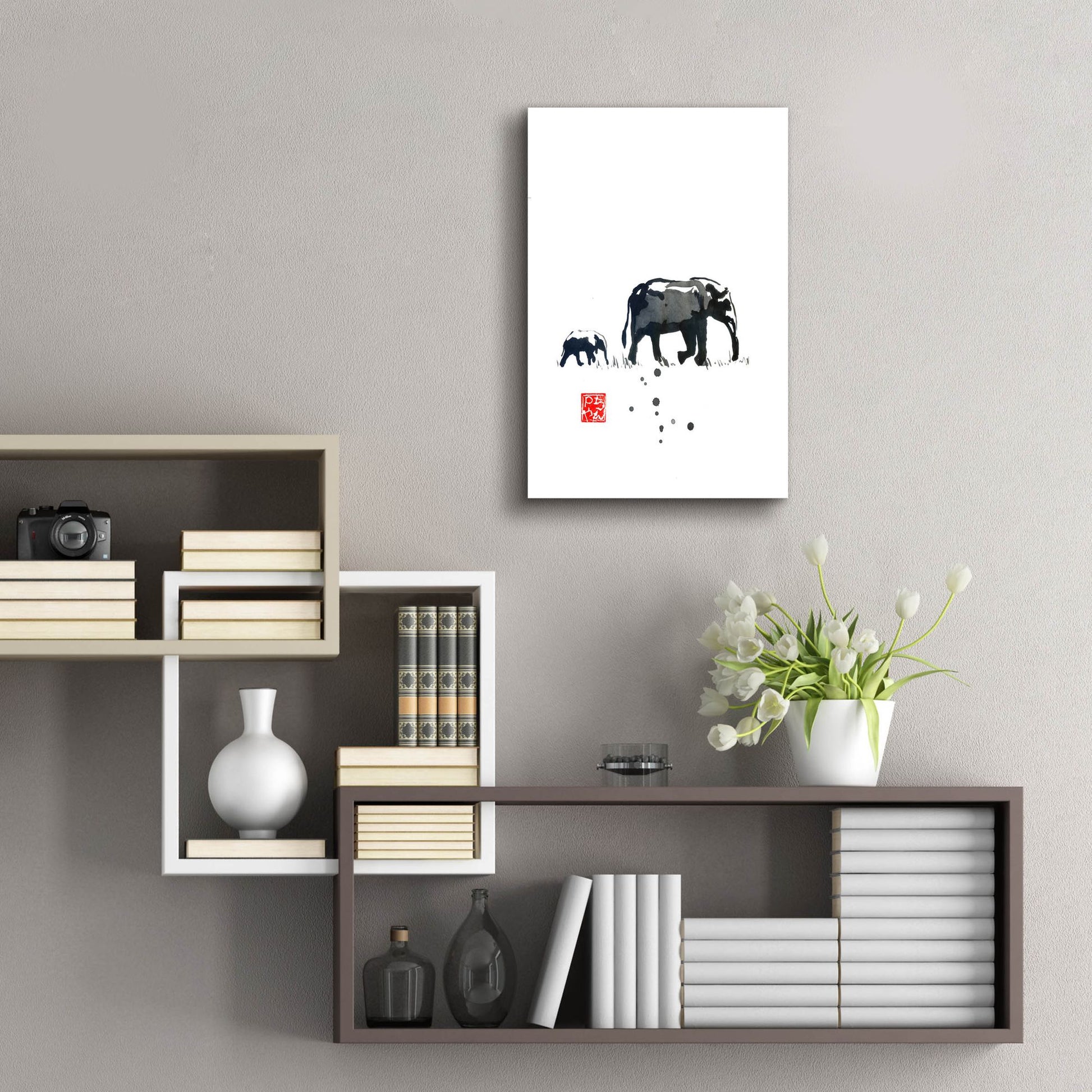 Epic Art 'Elephant' by Pechane, Acrylic Glass Wall Art,16x24