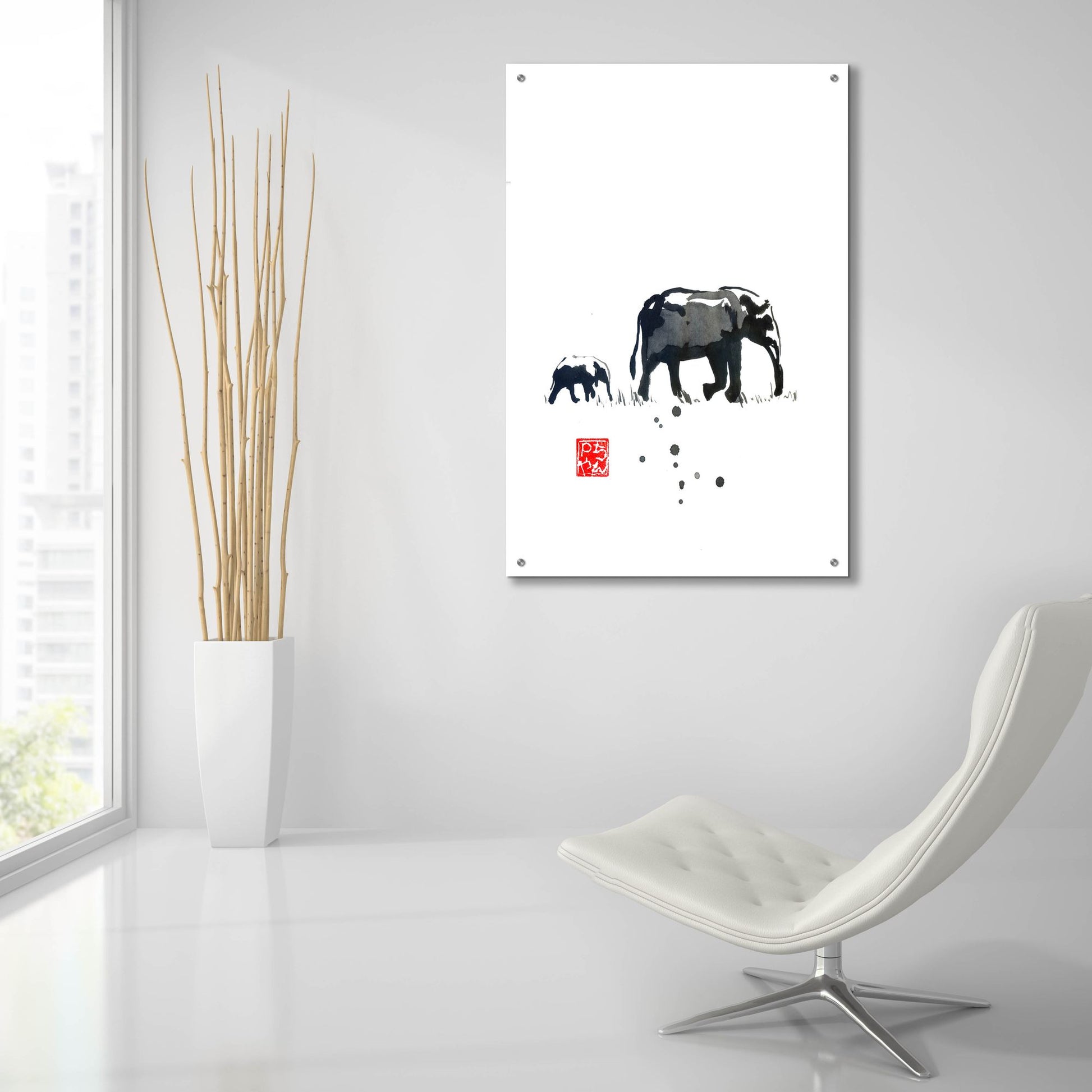 Epic Art 'Elephant' by Pechane, Acrylic Glass Wall Art,24x36