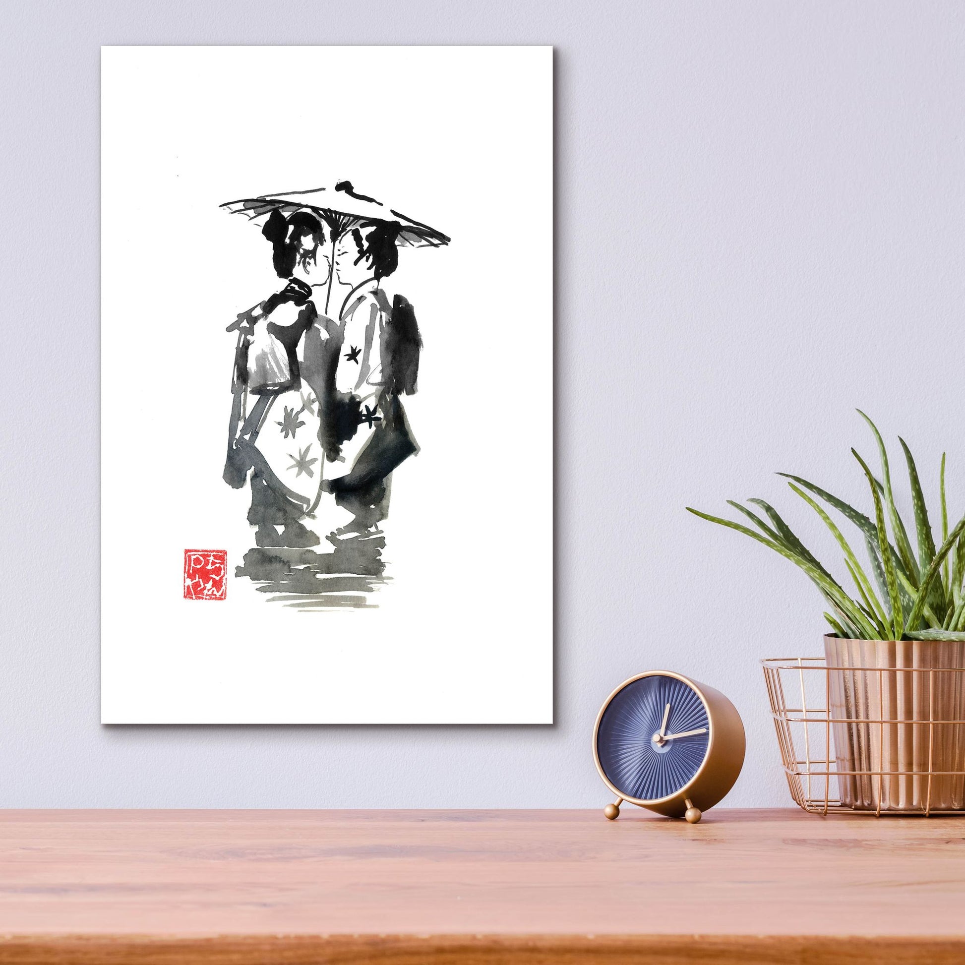 Epic Art 'Two Geisha' by Pechane, Acrylic Glass Wall Art,12x16