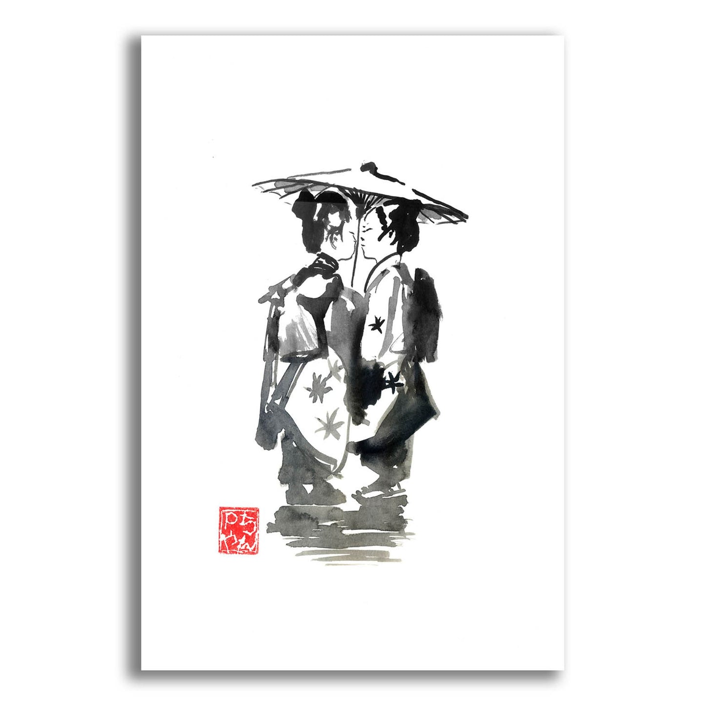 Epic Art 'Two Geisha' by Pechane, Acrylic Glass Wall Art,12x16