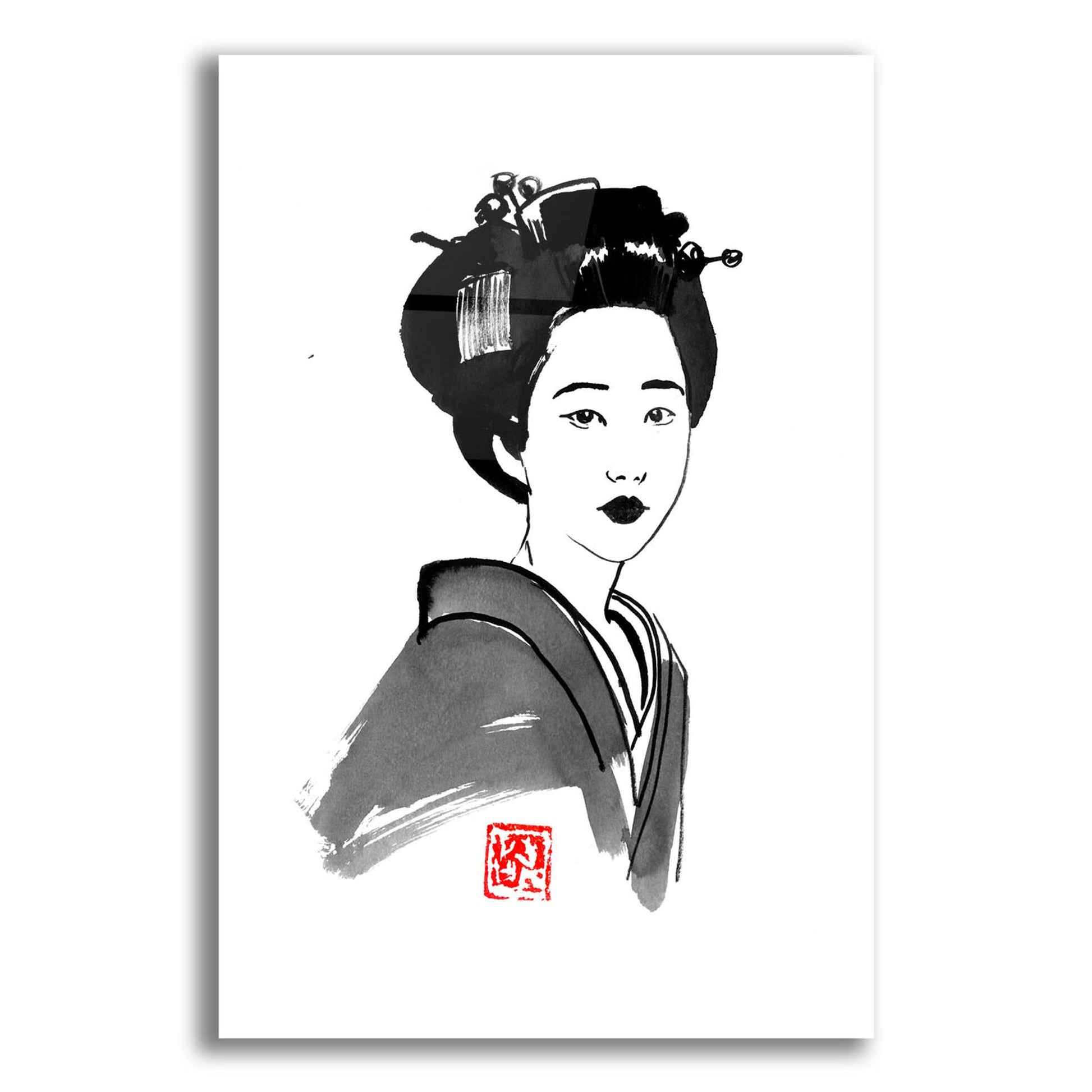 Epic Art 'Geisha Starring' by Pechane, Acrylic Glass Wall Art,12x16