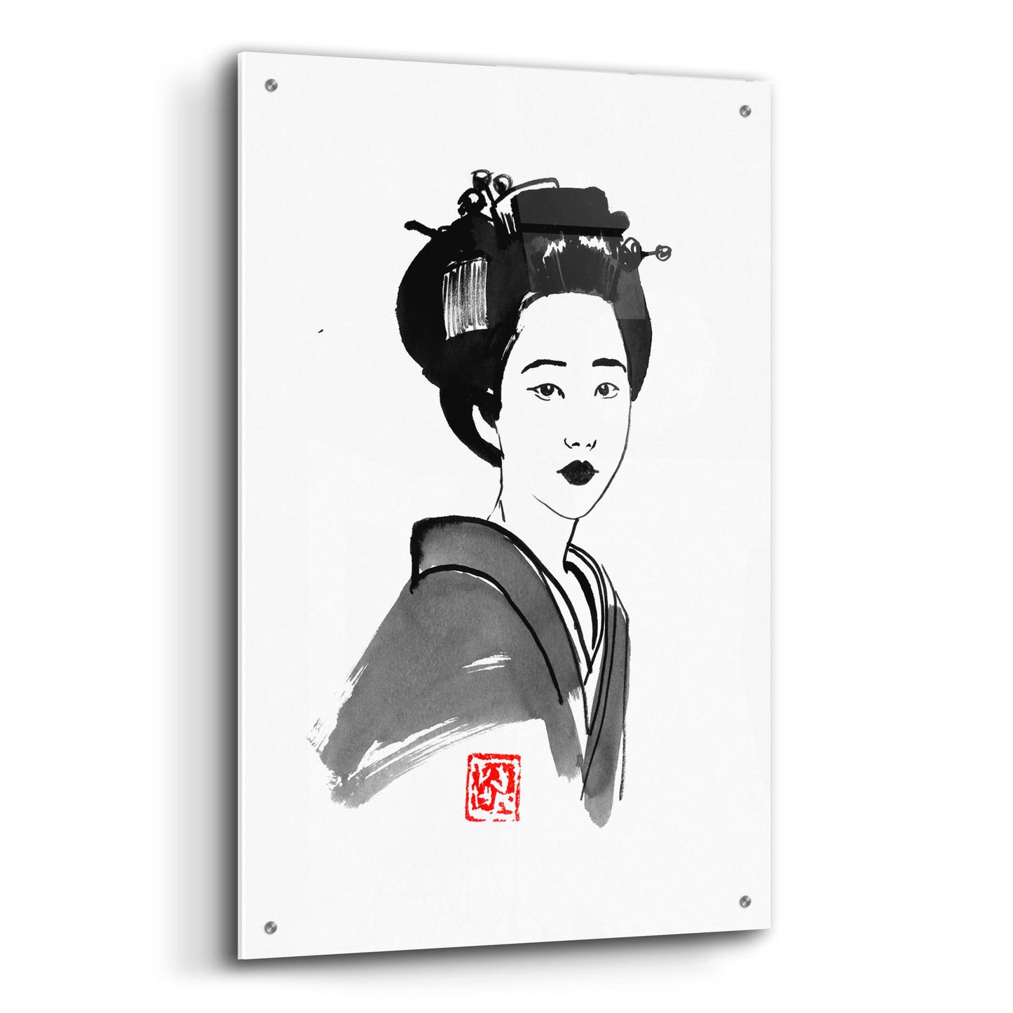 Epic Art 'Geisha Starring' by Pechane, Acrylic Glass Wall Art,24x36