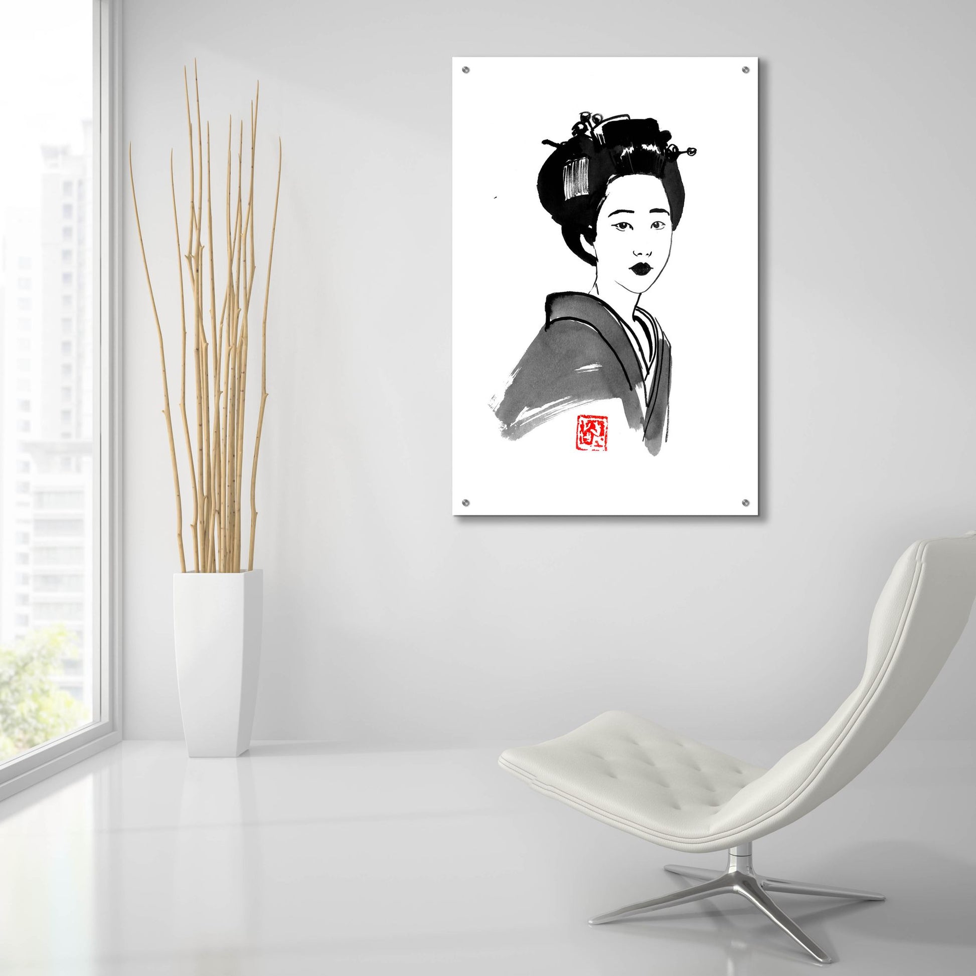 Epic Art 'Geisha Starring' by Pechane, Acrylic Glass Wall Art,24x36