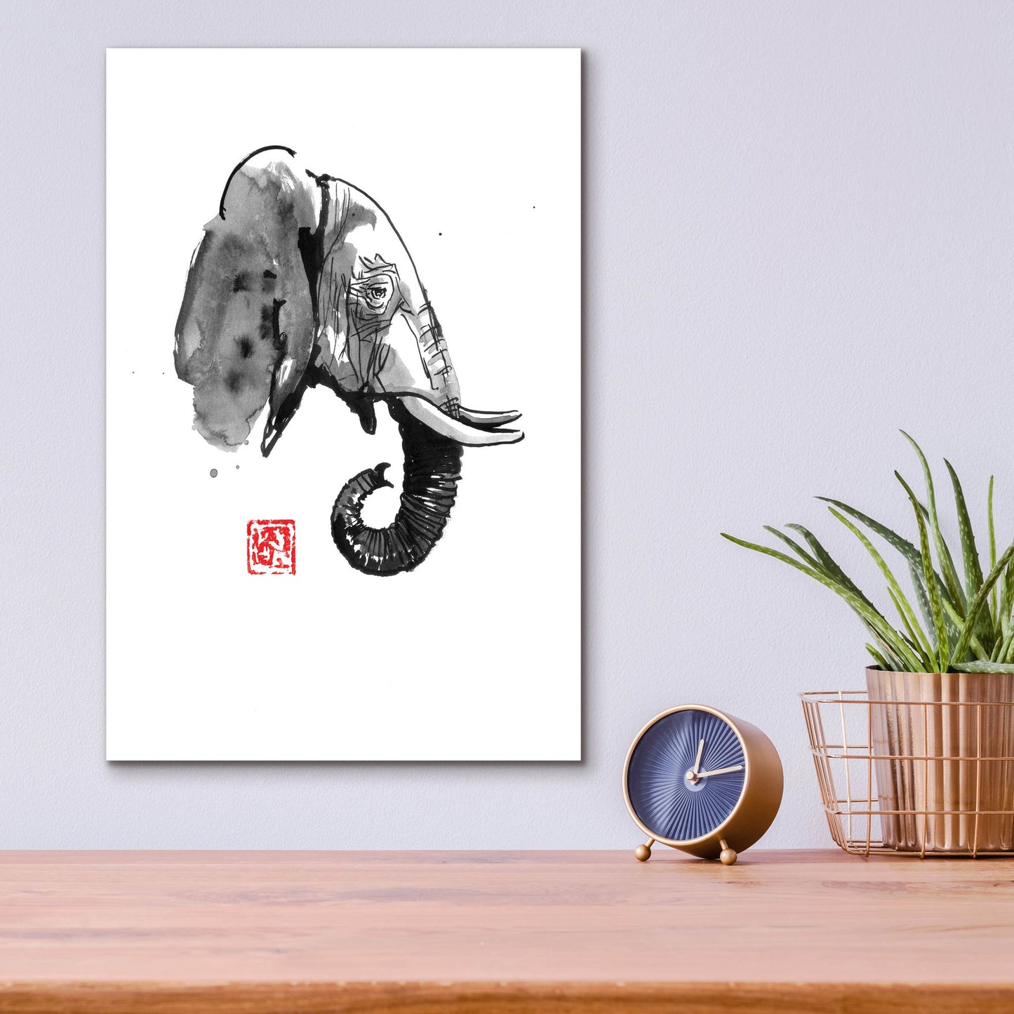 Epic Art 'Elephant Profile' by Pechane, Acrylic Glass Wall Art,12x16