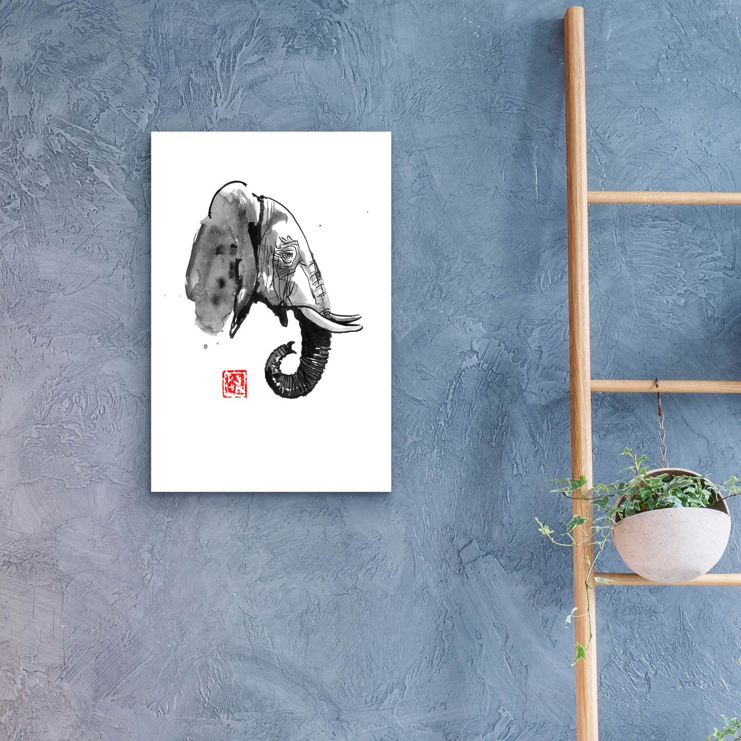 Epic Art 'Elephant Profile' by Pechane, Acrylic Glass Wall Art,16x24