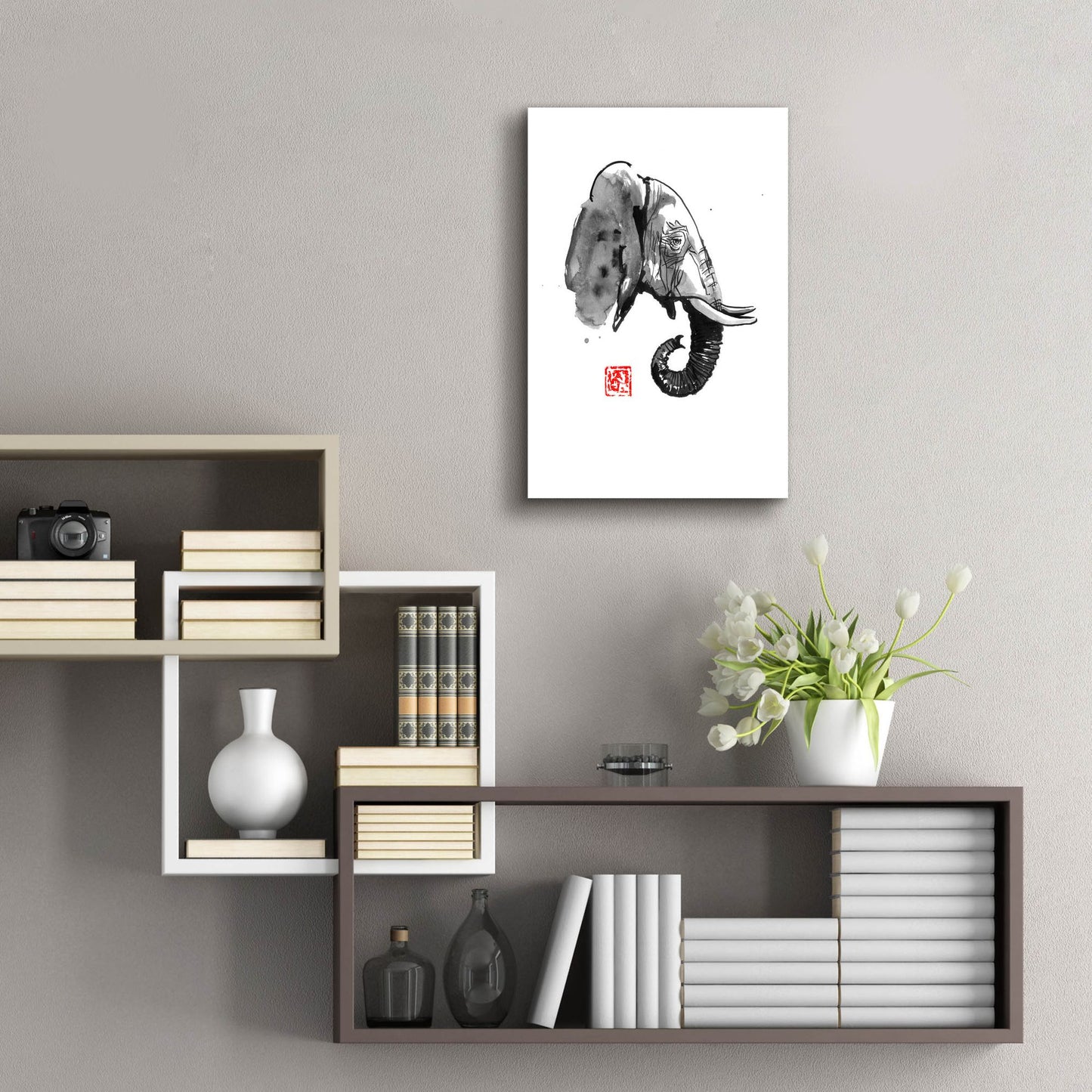 Epic Art 'Elephant Profile' by Pechane, Acrylic Glass Wall Art,16x24