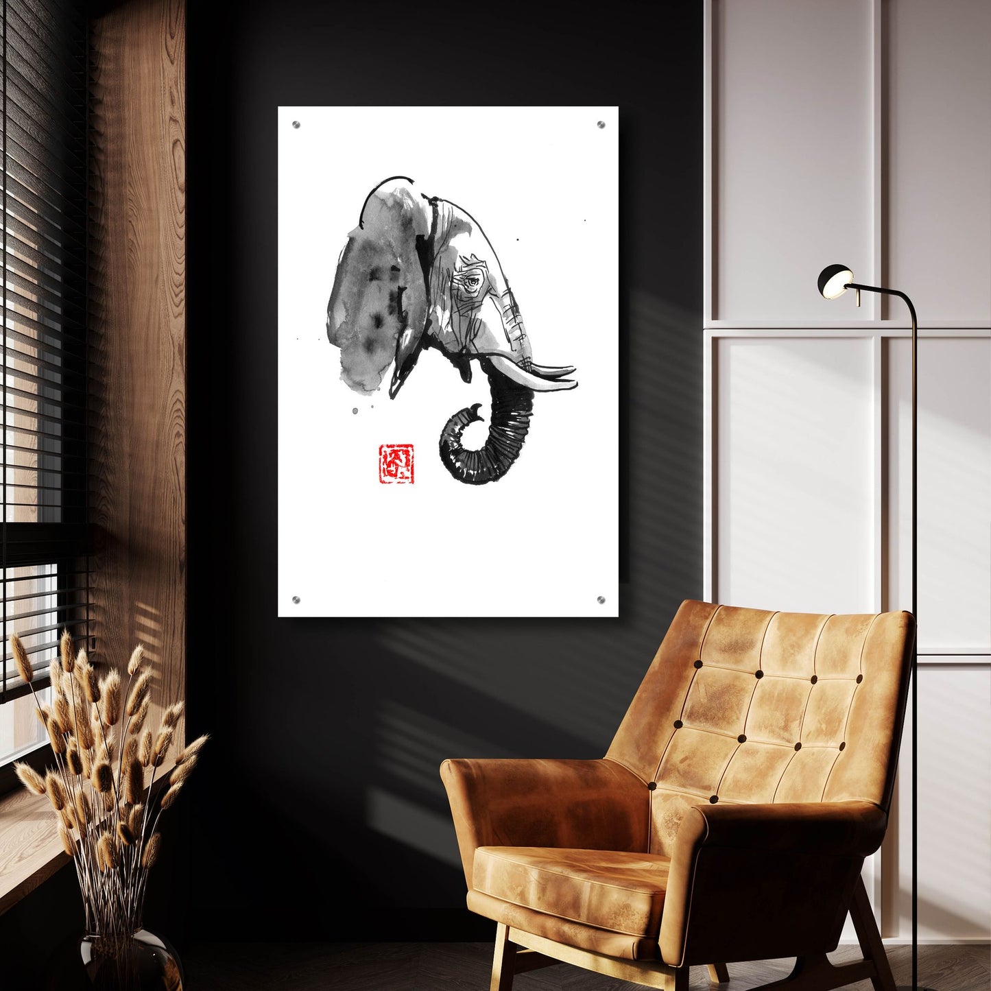 Epic Art 'Elephant Profile' by Pechane, Acrylic Glass Wall Art,24x36