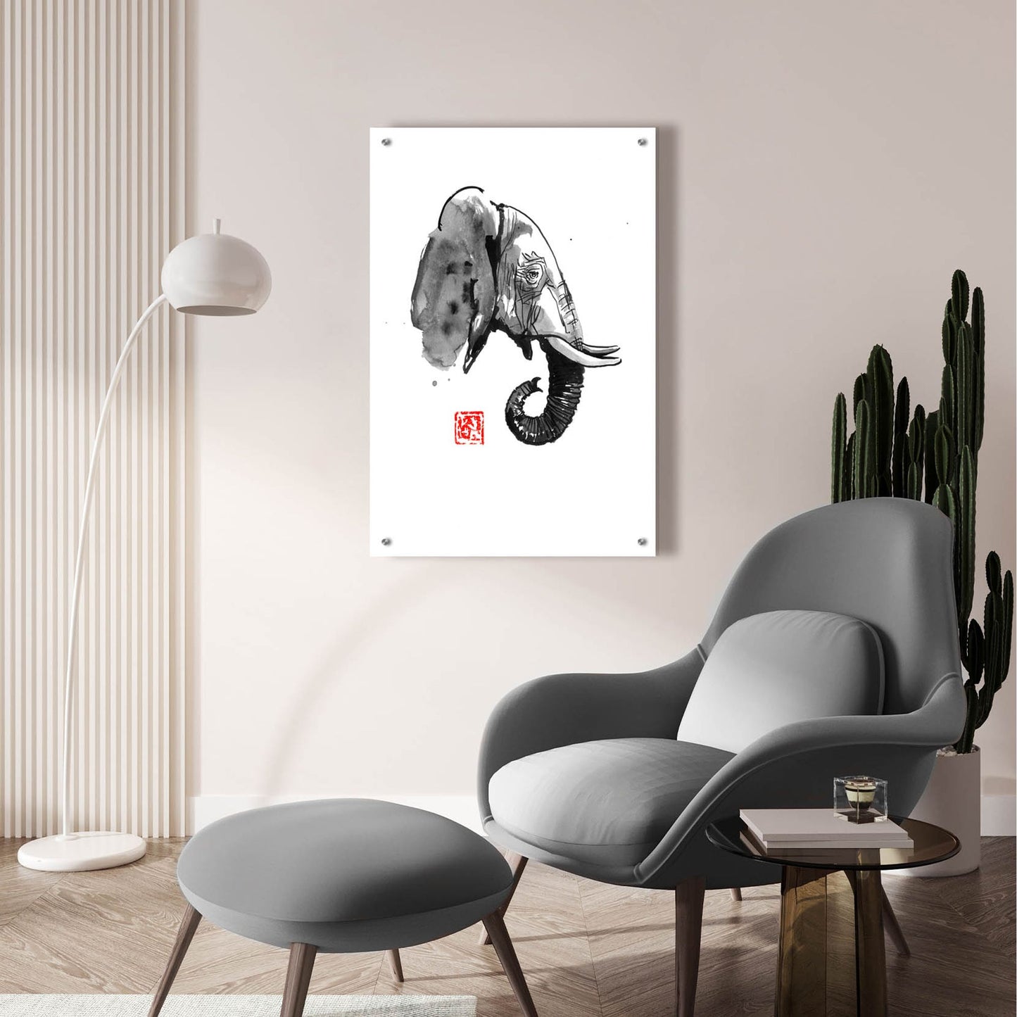 Epic Art 'Elephant Profile' by Pechane, Acrylic Glass Wall Art,24x36