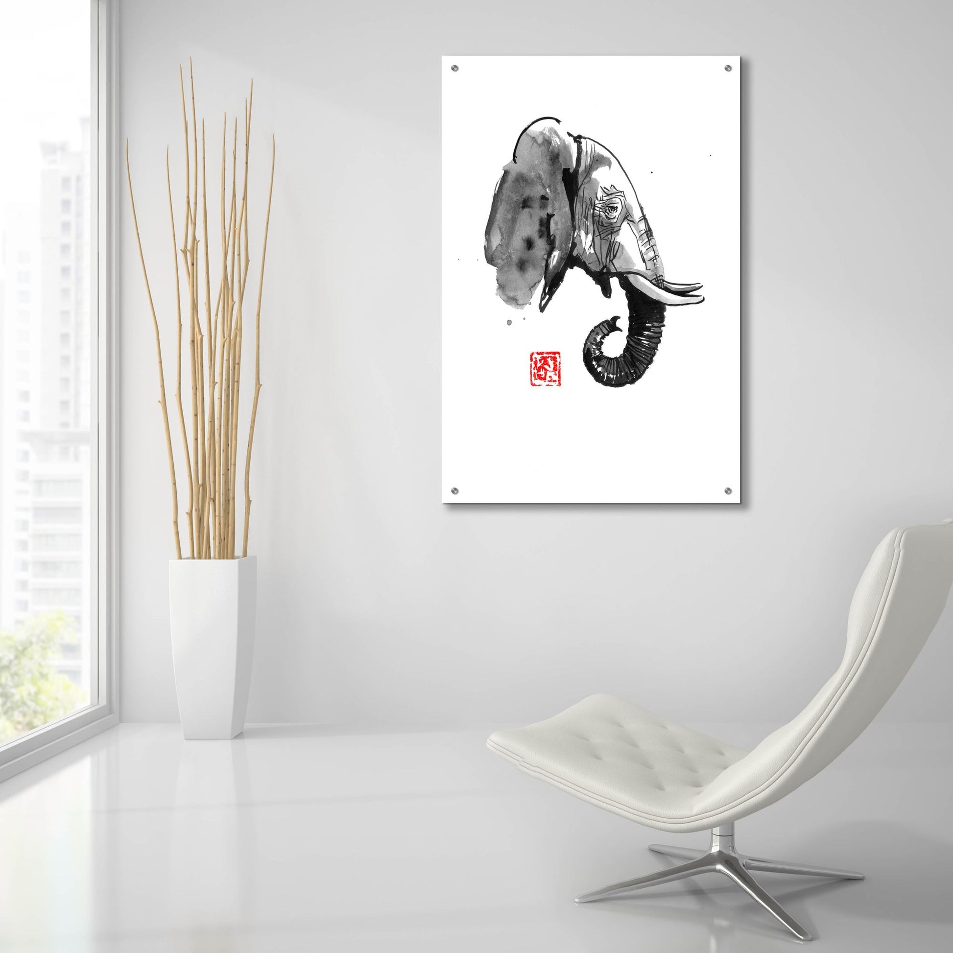 Epic Art 'Elephant Profile' by Pechane, Acrylic Glass Wall Art,24x36