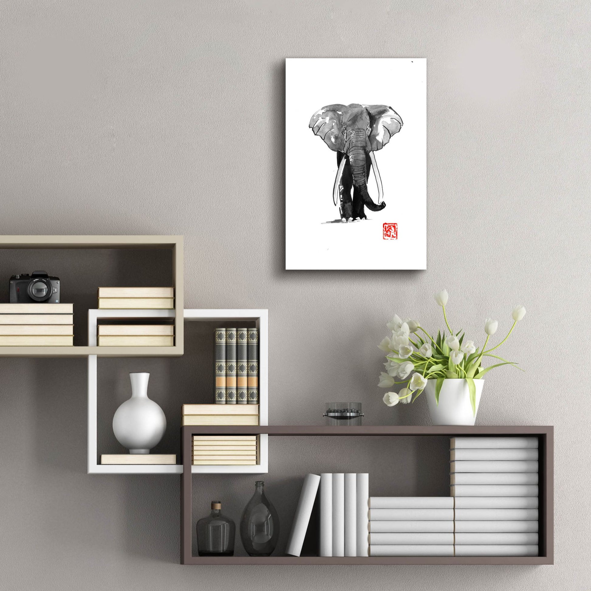 Epic Art 'Elephant 2' by Pechane, Acrylic Glass Wall Art,16x24