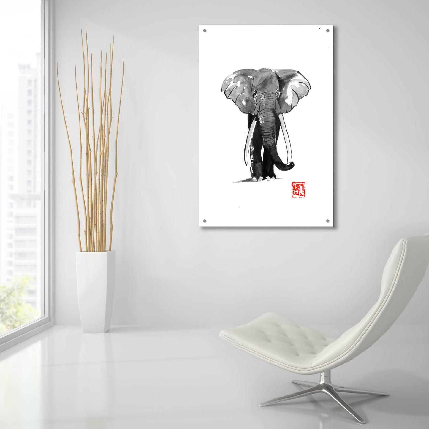 Epic Art 'Elephant 2' by Pechane, Acrylic Glass Wall Art,24x36