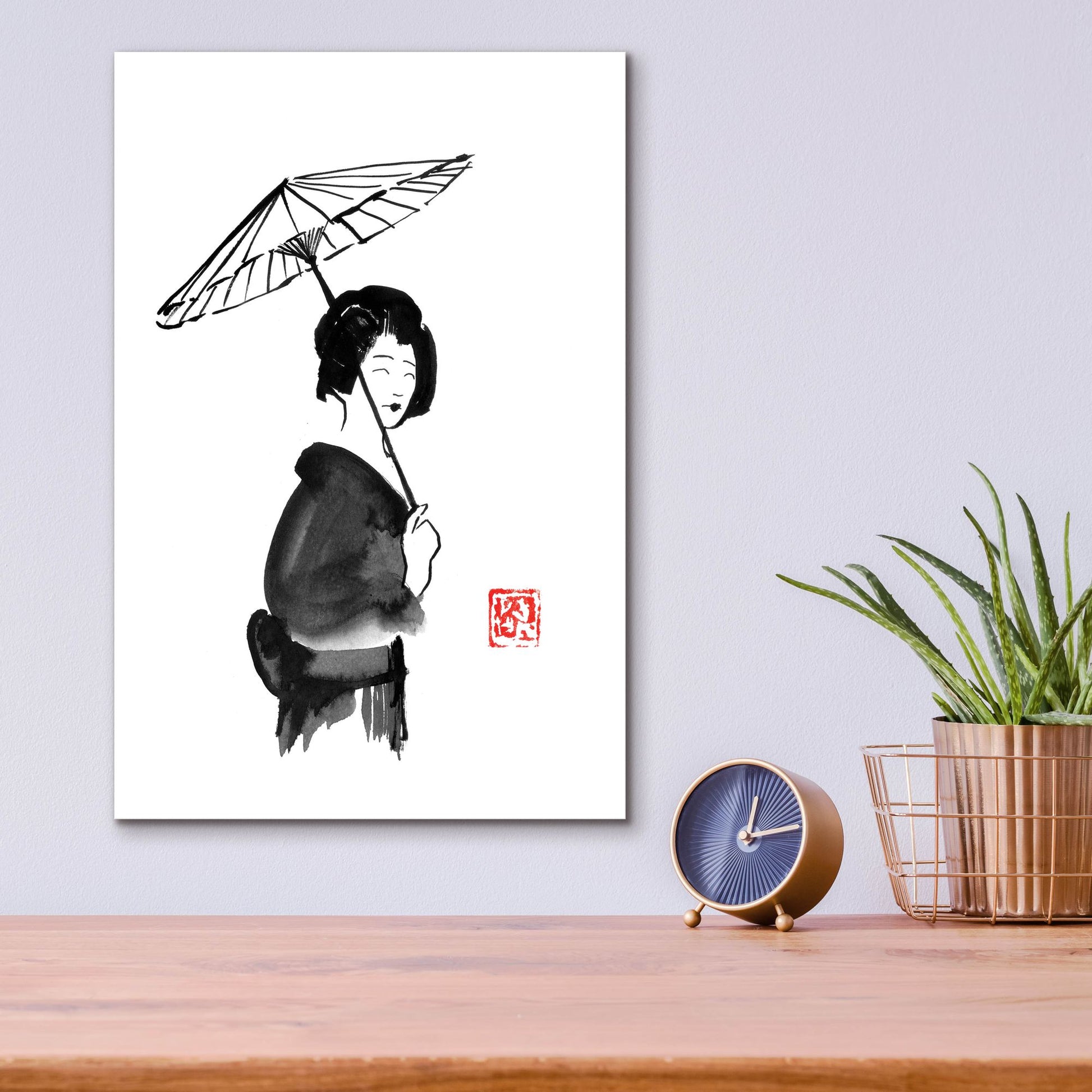 Epic Art 'Geisha Umbrella' by Pechane, Acrylic Glass Wall Art,12x16