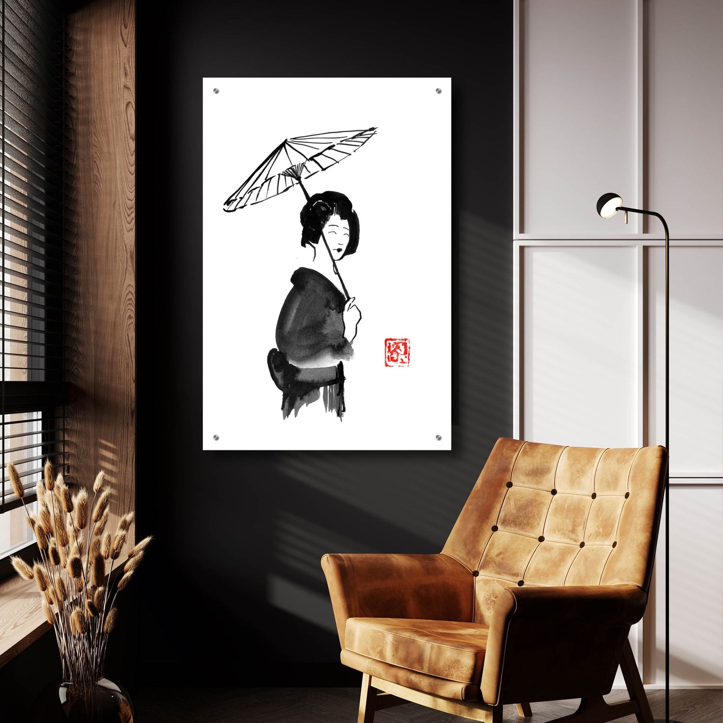 Epic Art 'Geisha Umbrella' by Pechane, Acrylic Glass Wall Art,24x36