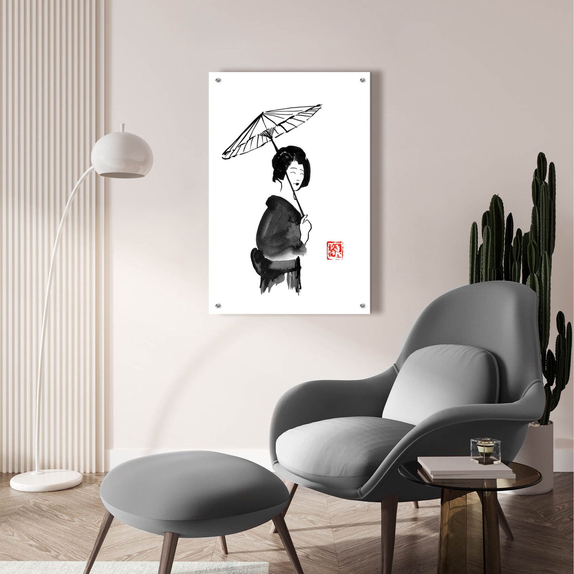 Epic Art 'Geisha Umbrella' by Pechane, Acrylic Glass Wall Art,24x36