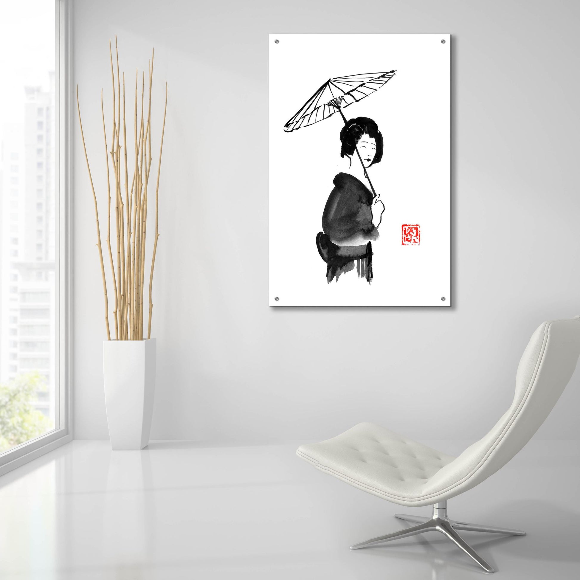 Epic Art 'Geisha Umbrella' by Pechane, Acrylic Glass Wall Art,24x36