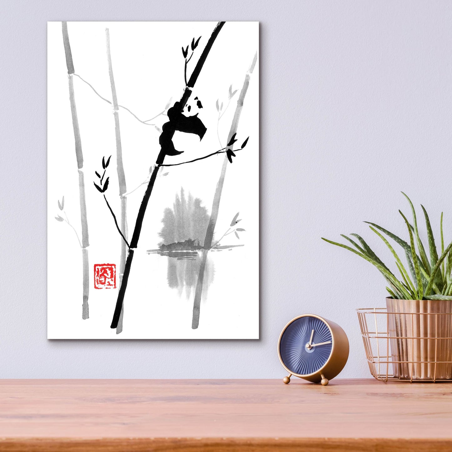 Epic Art 'Panda In The Tree 02' by Pechane, Acrylic Glass Wall Art,12x16