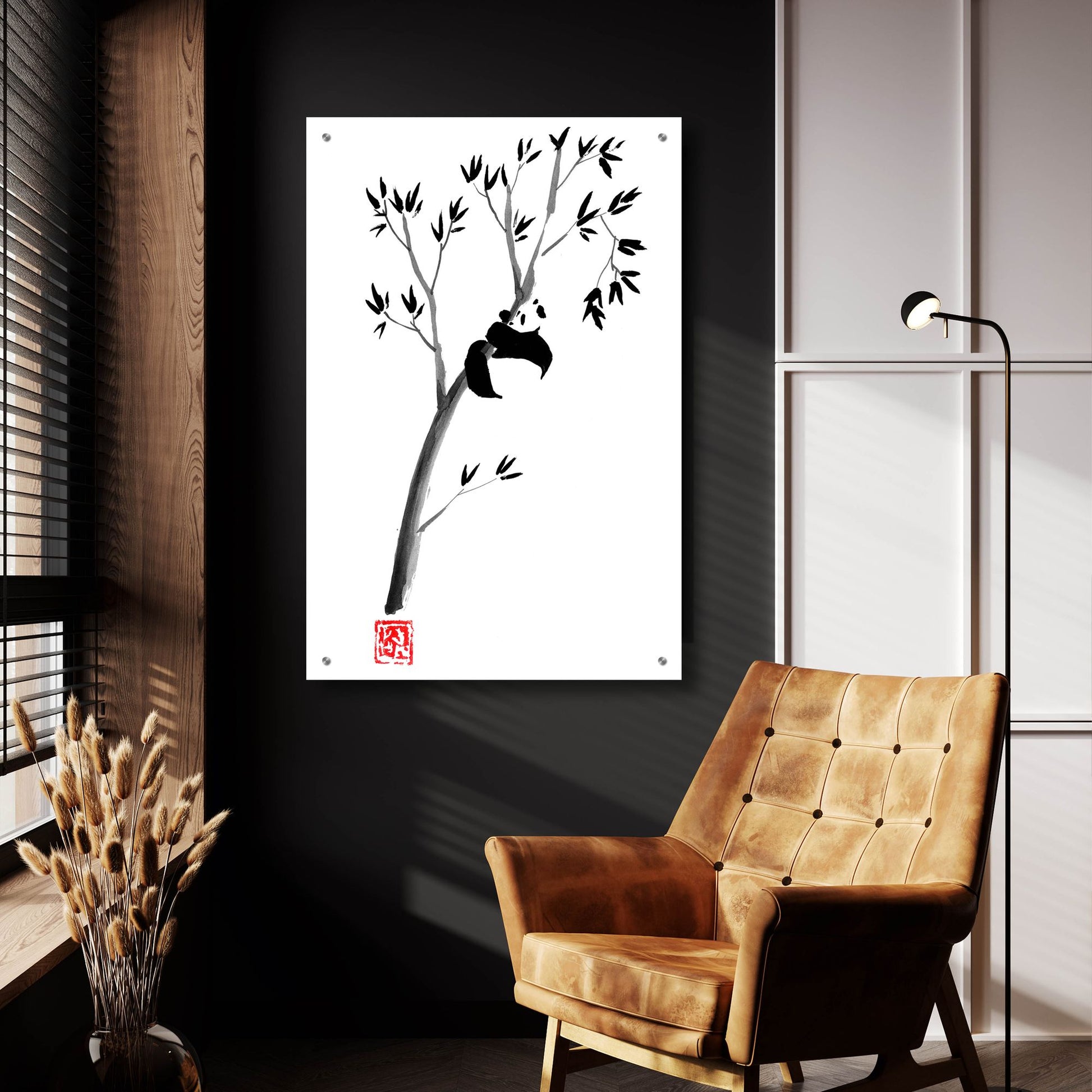 Epic Art 'Panda In The Tree' by Pechane, Acrylic Glass Wall Art,24x36