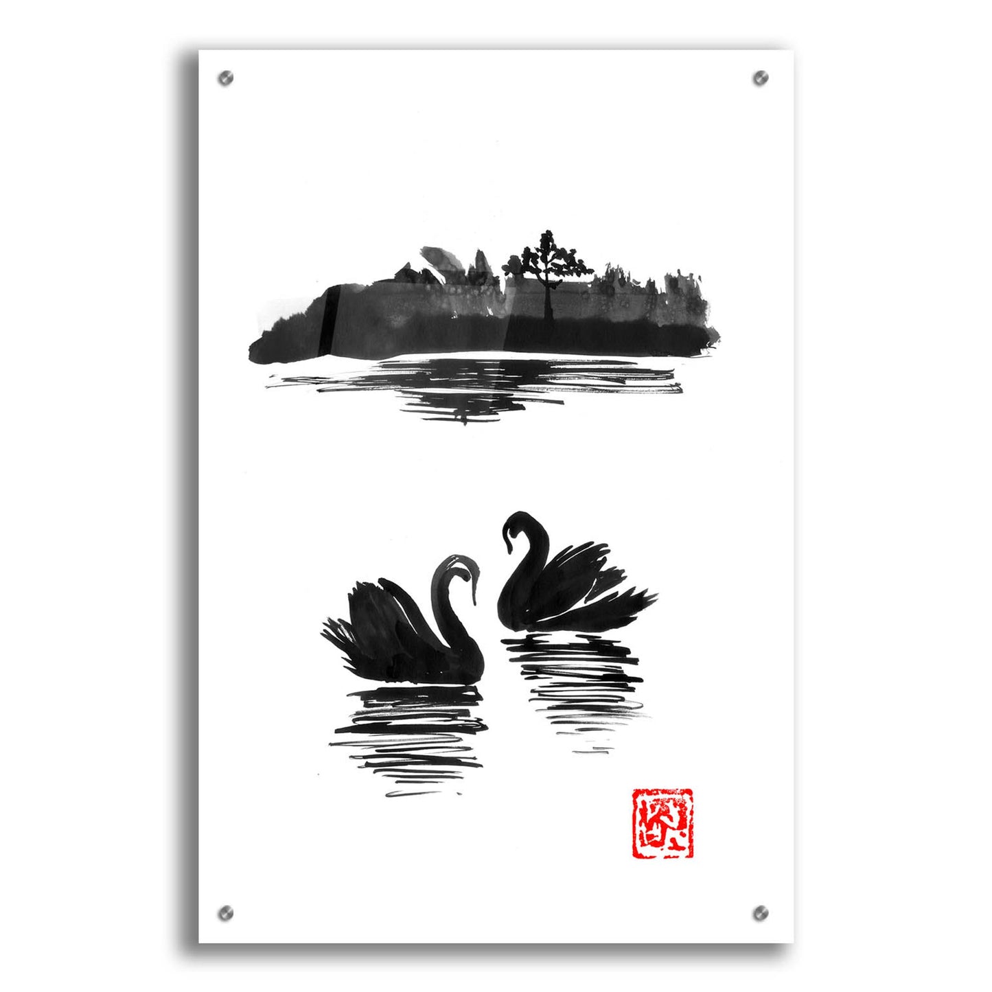 Epic Art 'Swan Island 02' by Pechane, Acrylic Glass Wall Art,24x36