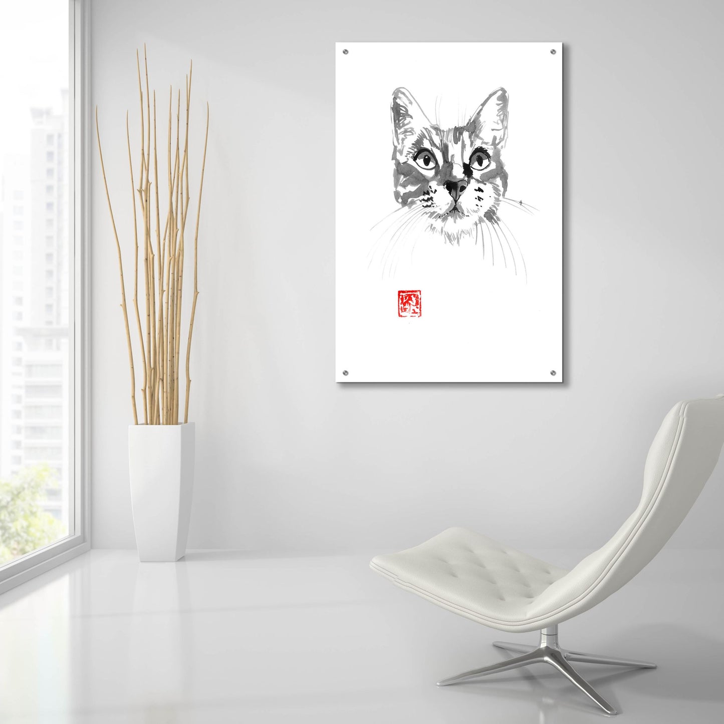 Epic Art 'Cat Face 2' by Pechane, Acrylic Glass Wall Art,24x36