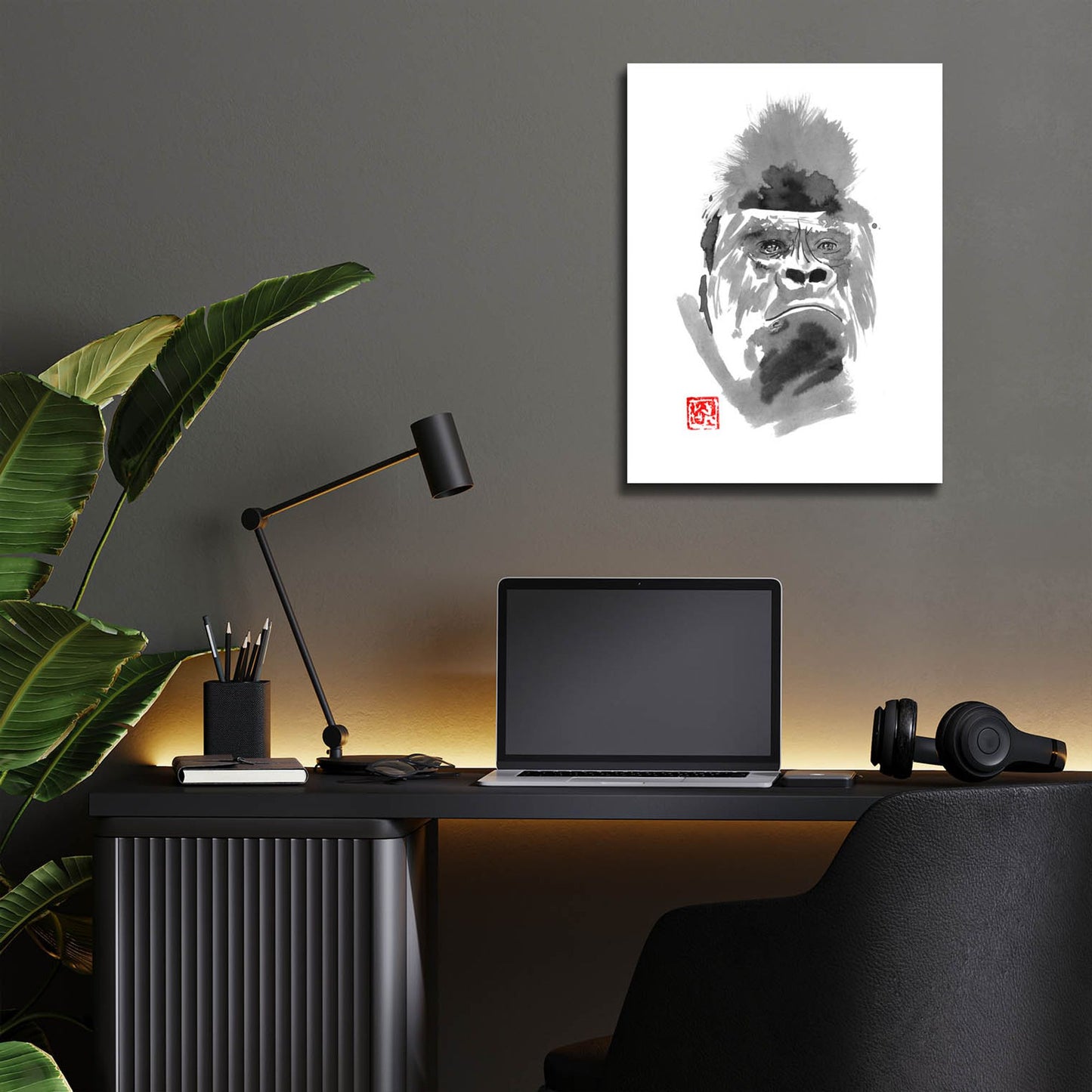 Epic Art 'Gorilla 2' by Pechane, Acrylic Glass Wall Art,12x16