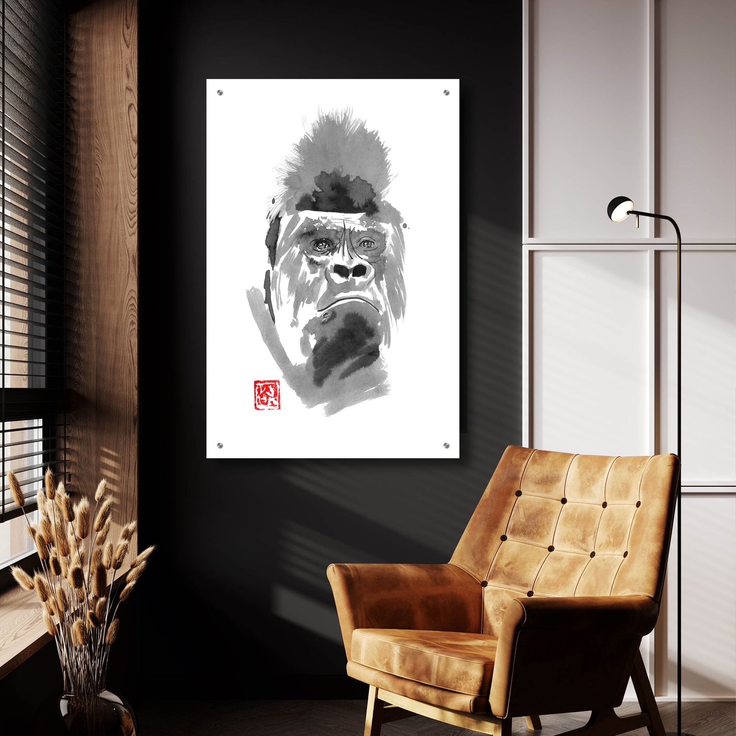 Epic Art 'Gorilla 2' by Pechane, Acrylic Glass Wall Art,24x36