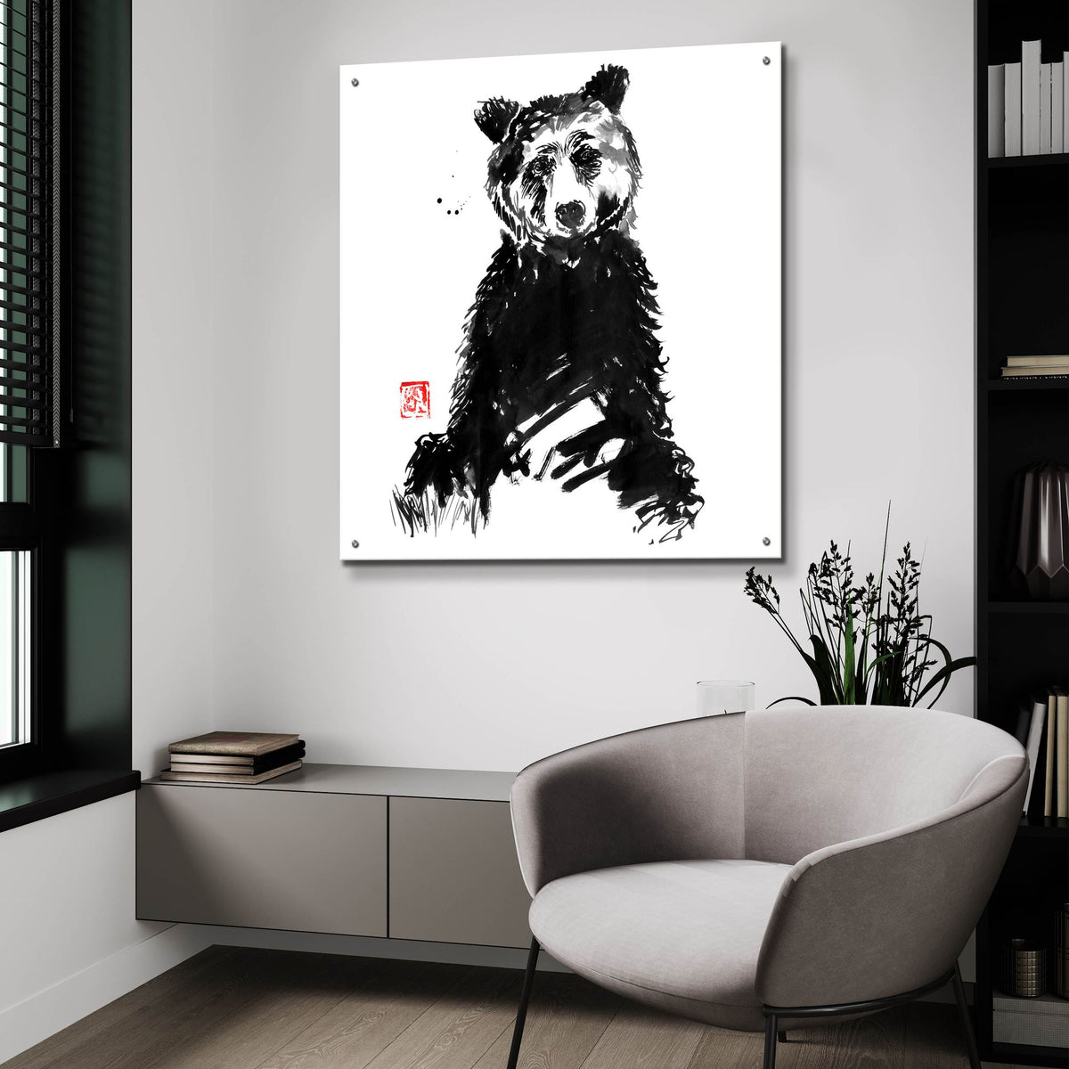 Epic Art 'Bear 2' by Pechane, Acrylic Glass Wall Art,36x36