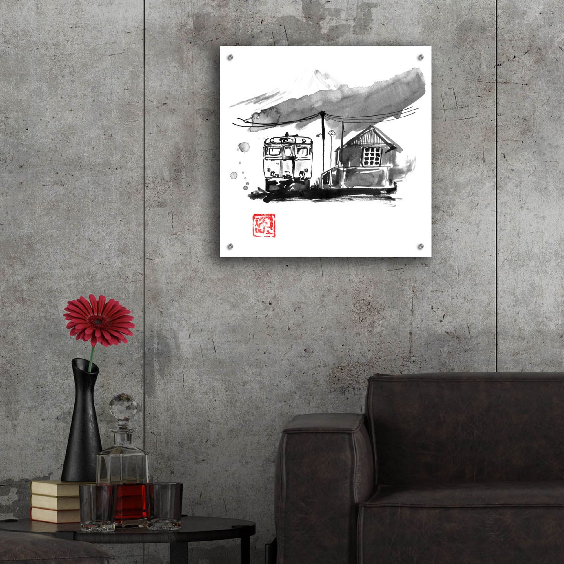 Epic Art 'Train Station' by Pechane, Acrylic Glass Wall Art,24x24