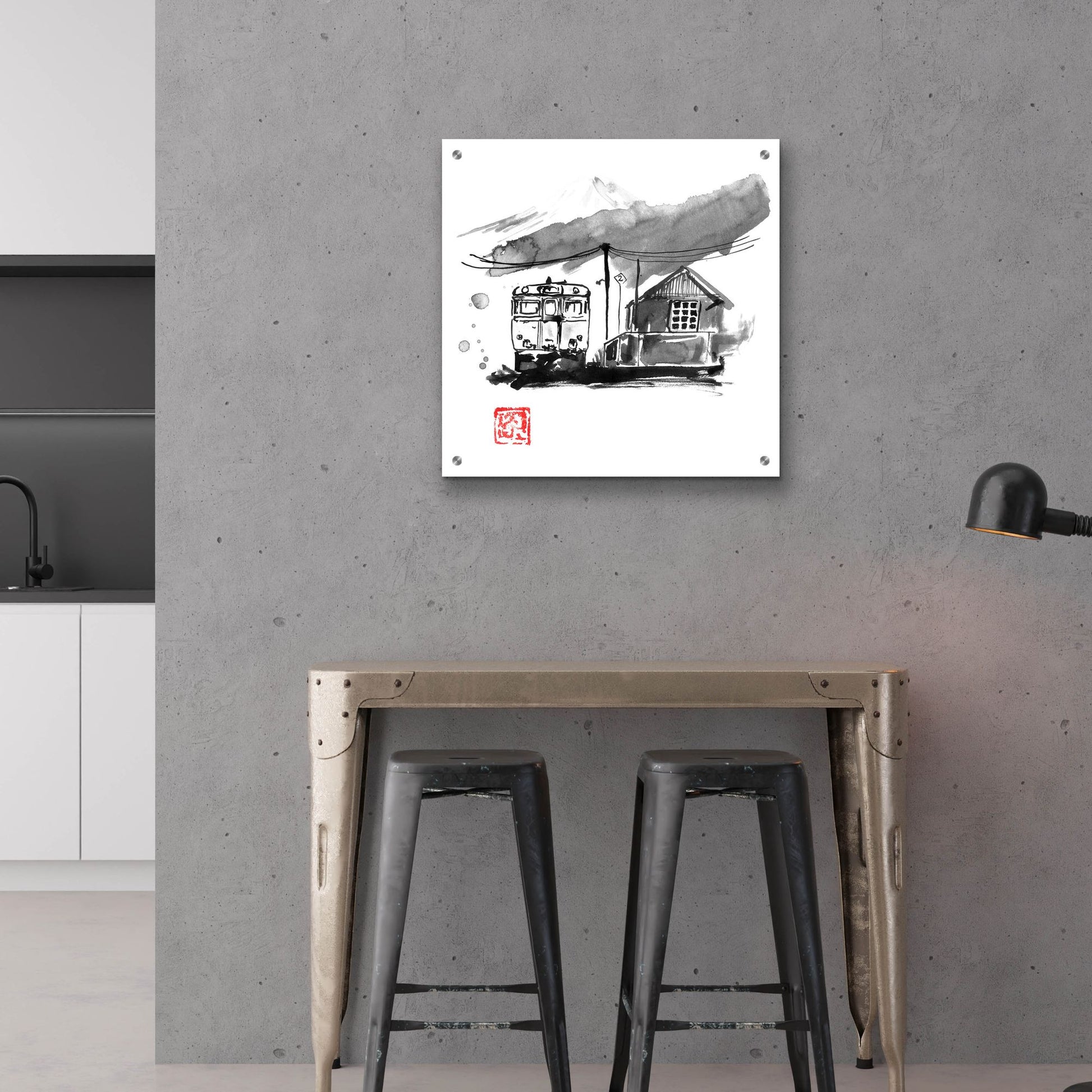 Epic Art 'Train Station' by Pechane, Acrylic Glass Wall Art,24x24