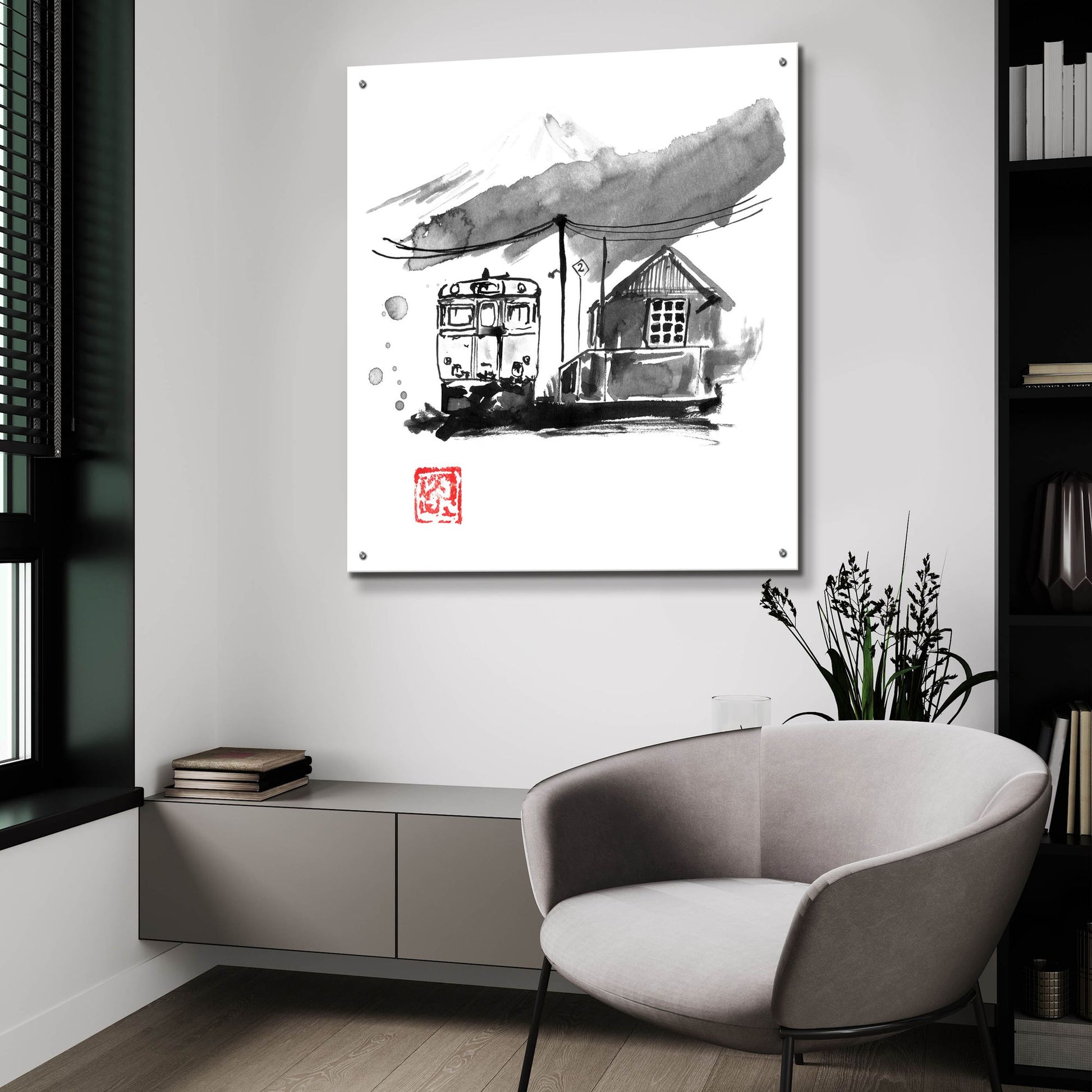 Epic Art 'Train Station' by Pechane, Acrylic Glass Wall Art,36x36