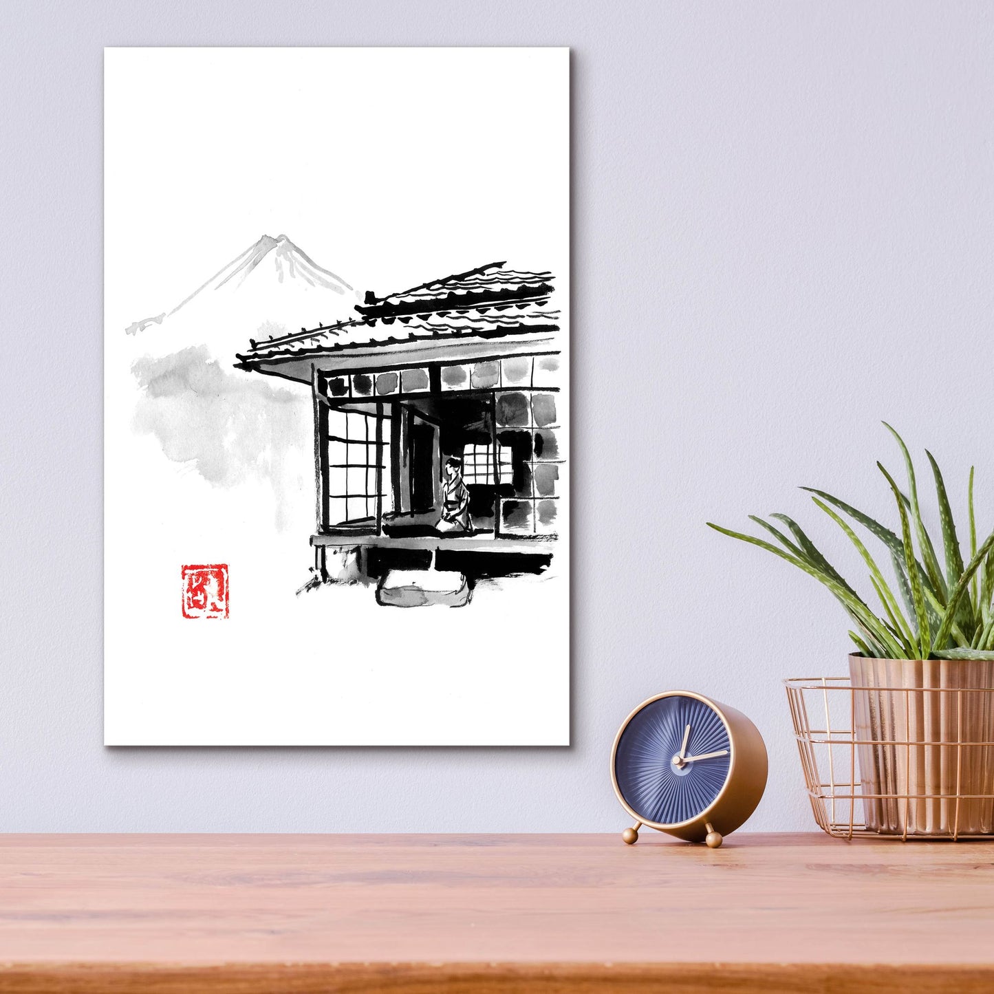 Epic Art 'Geisha Living At The Fuji' by Pechane, Acrylic Glass Wall Art,12x16