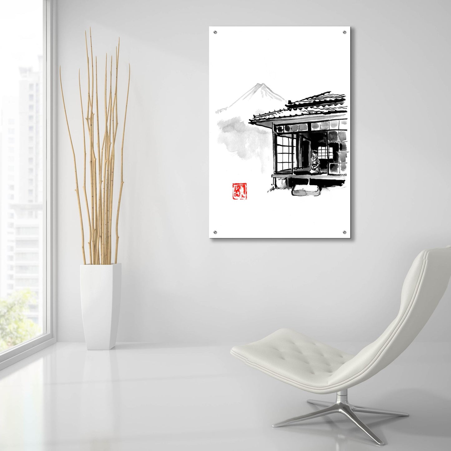 Epic Art 'Geisha Living At The Fuji' by Pechane, Acrylic Glass Wall Art,24x36