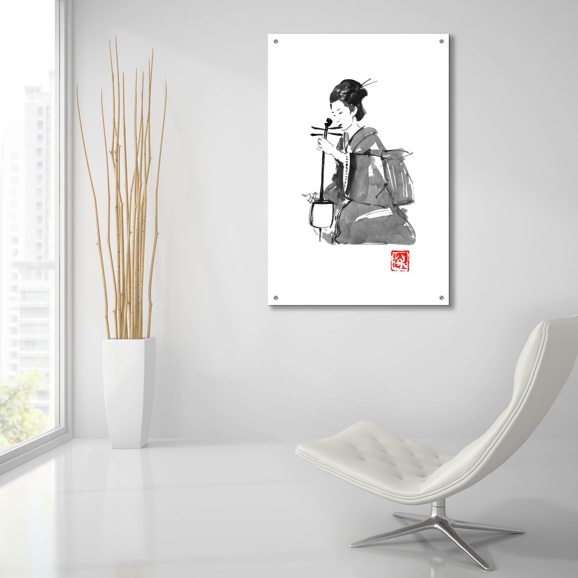 Epic Art 'Playing Geisha' by Pechane, Acrylic Glass Wall Art,24x36